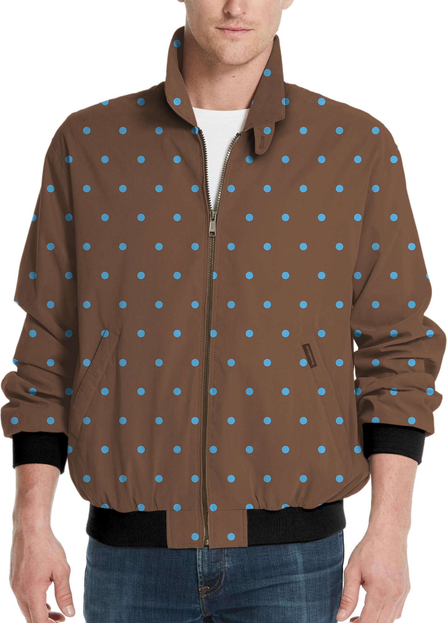 Brown Polka Dots Men's Golf Windbreaker Light Jacket