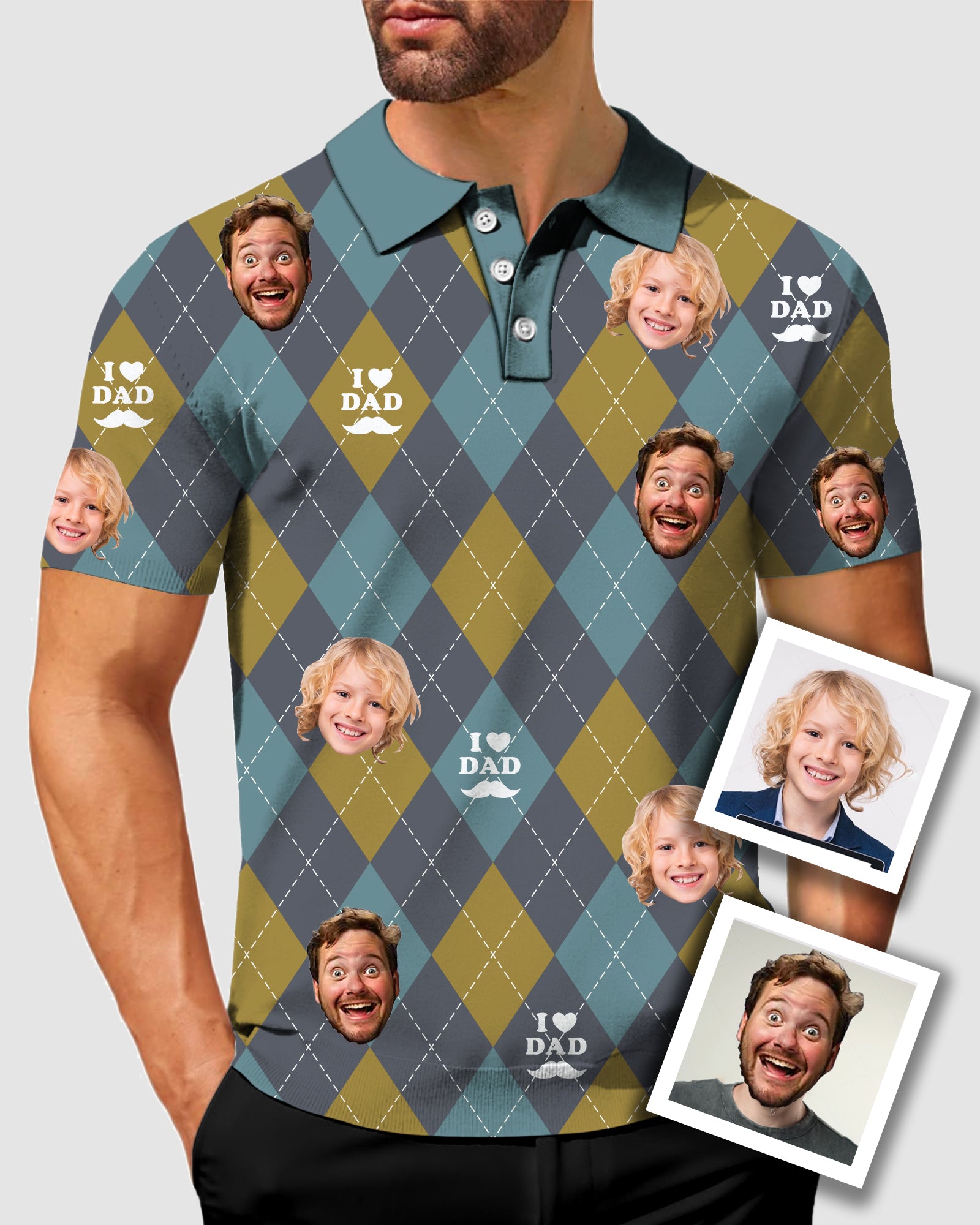 Men's To My Dad Custom Face Men's Golf Polo Father's Day Gift Polo