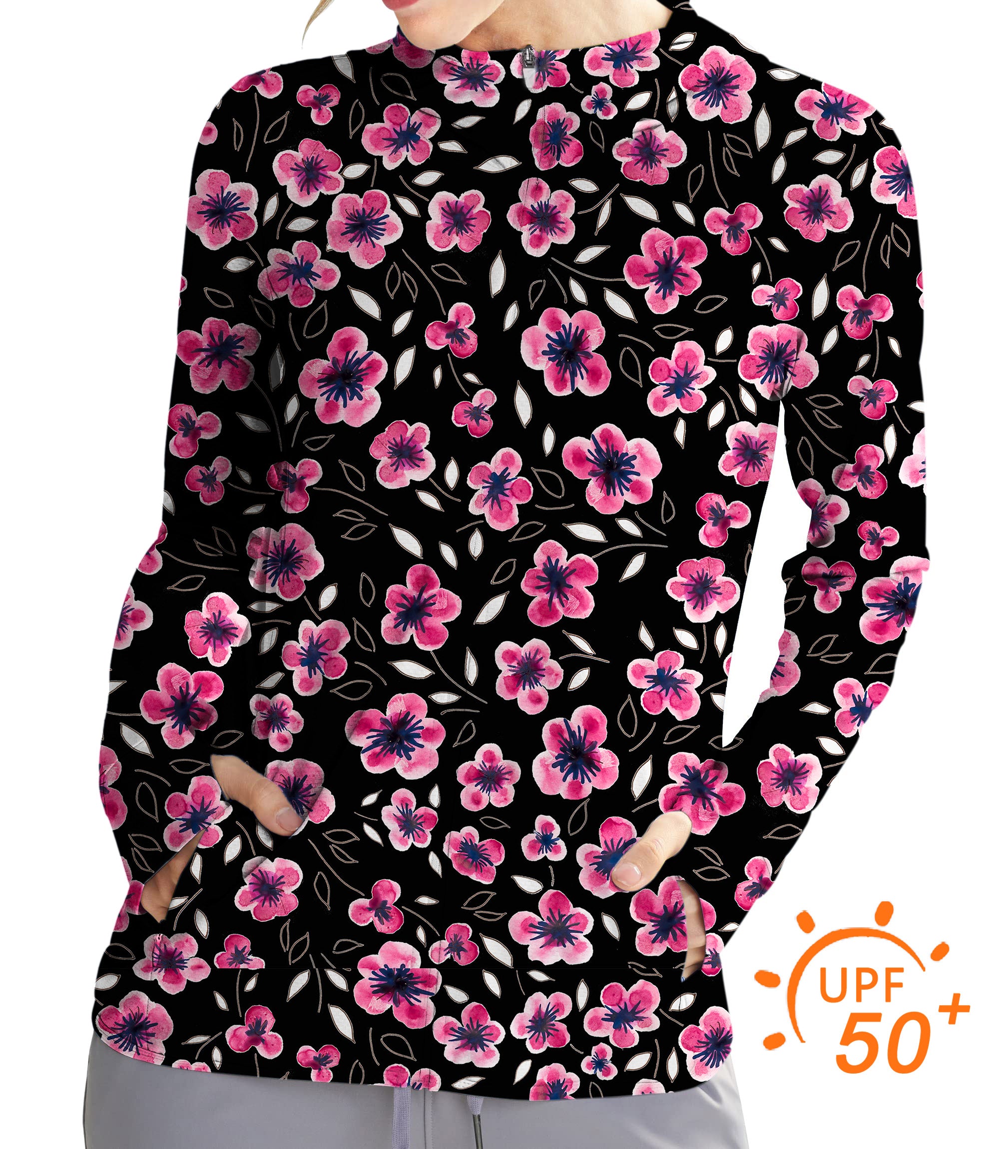 Women's Outdoor Floral Out Golf Sun Protection Slim Fit zip hoodies