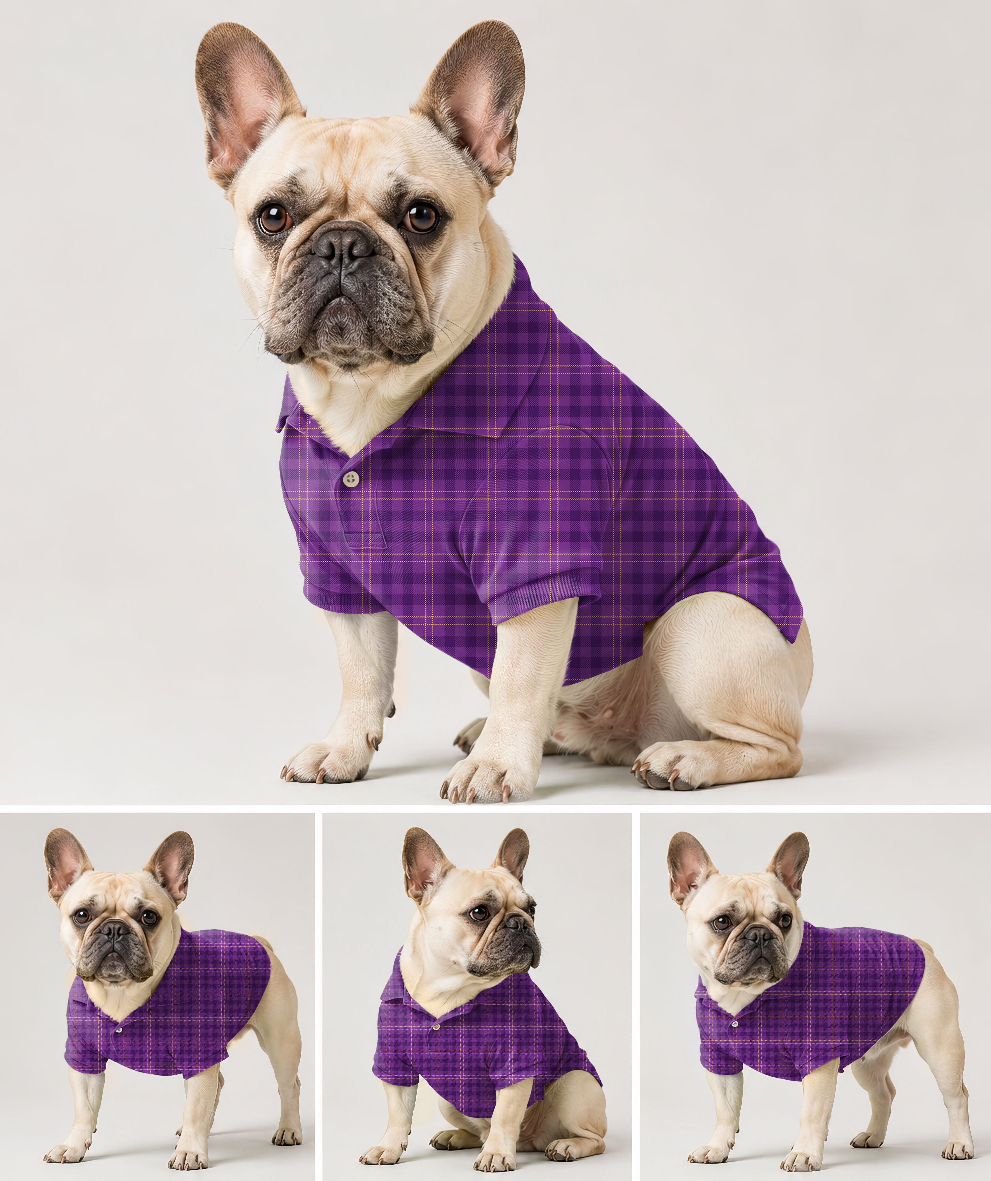 Dog's Halloween purple plaid Golf Polo