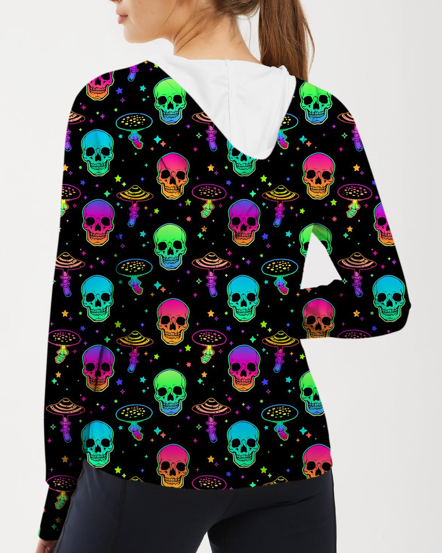 Women's Outdoor Neon Mushroom Skeleton Golf Sun Protection Slim Fit zip hoodies