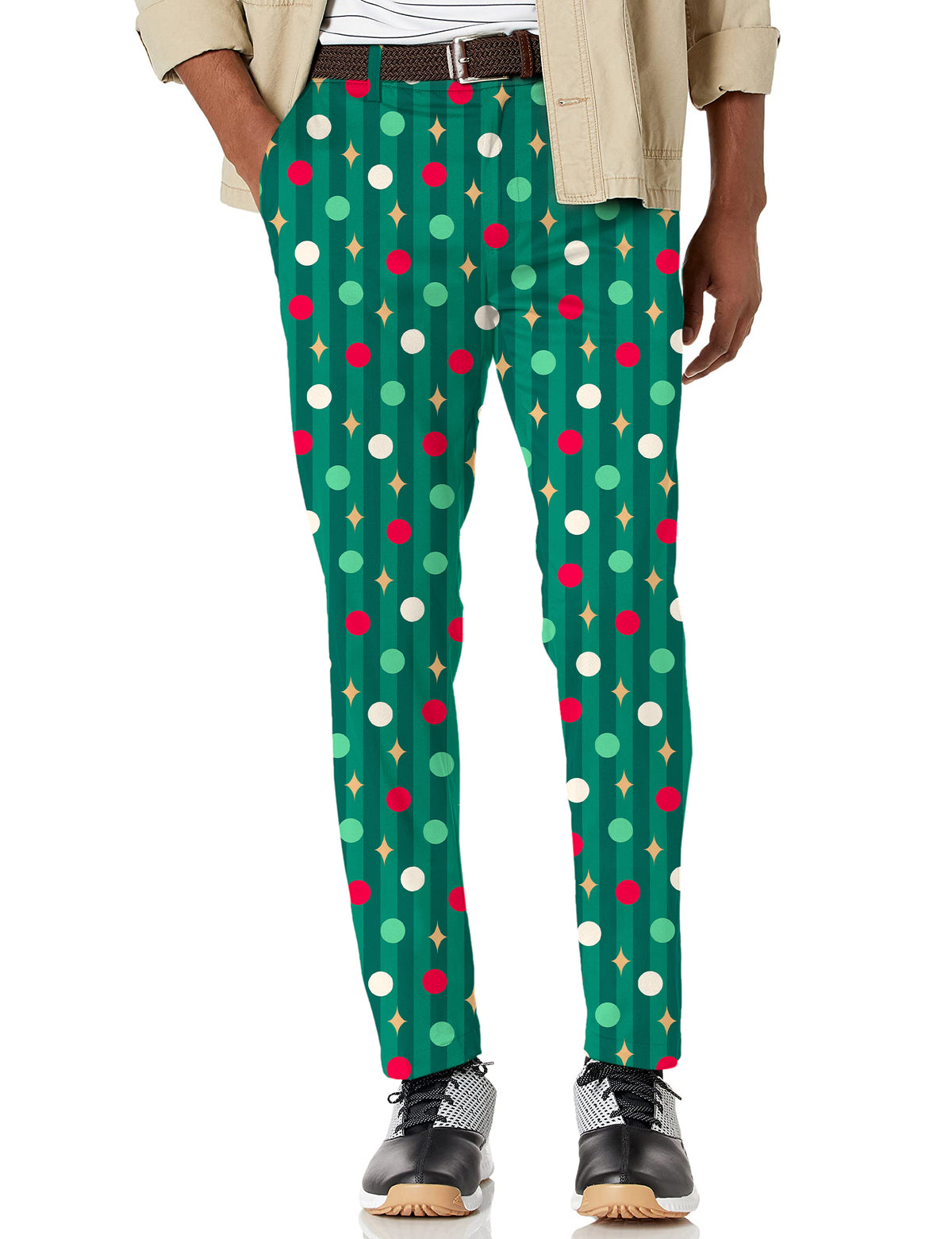 Men's Green Christmas Lollipops Stretch Golf Pants