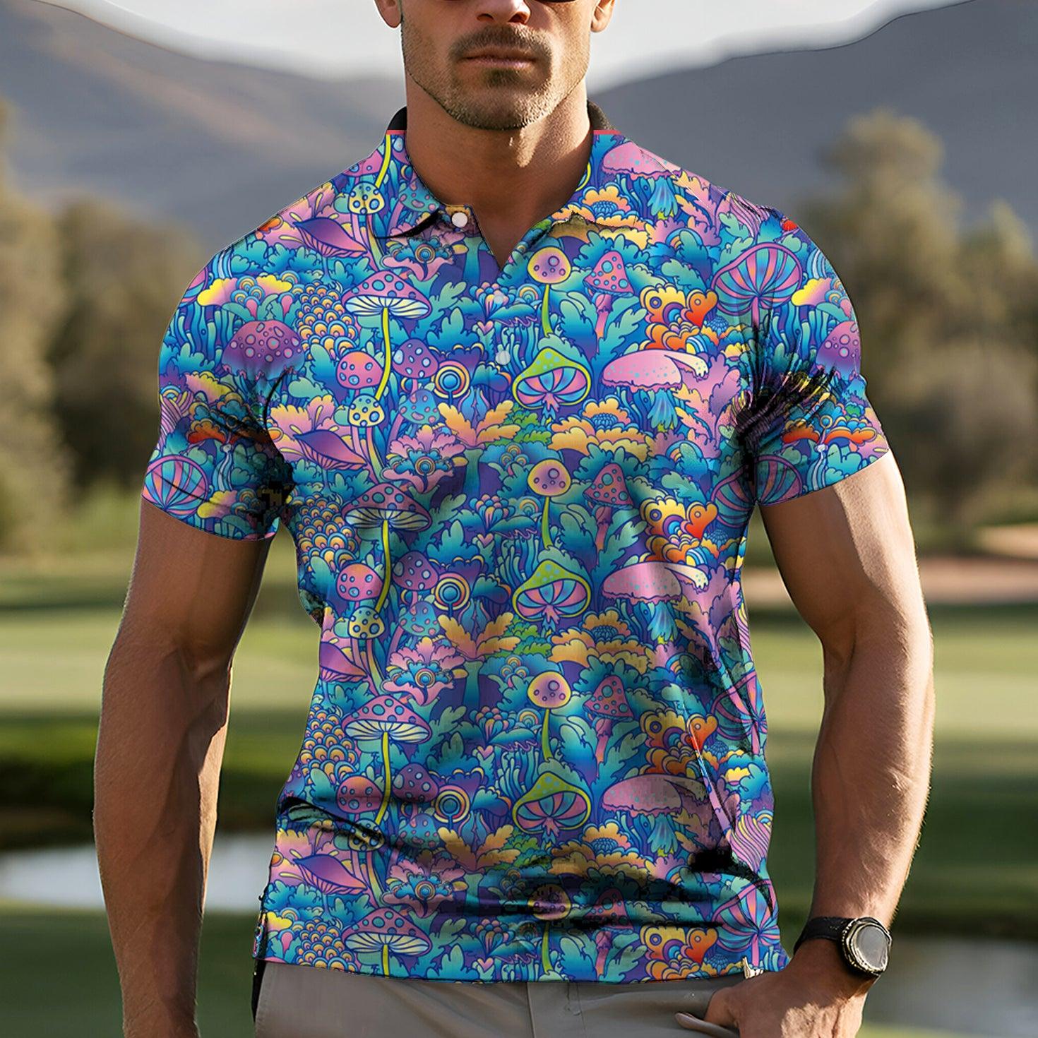 magic mushroom -Men's golf polo