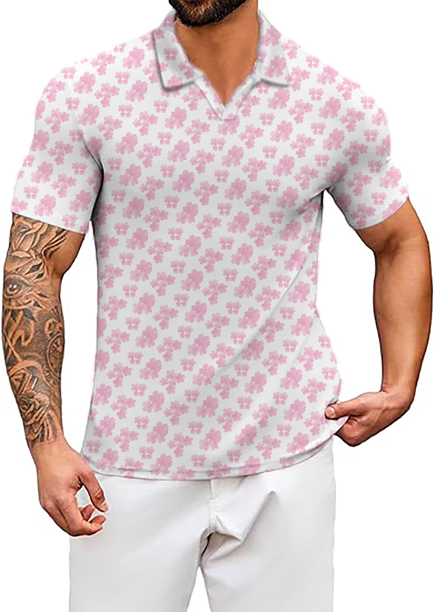 Men's sakura V Neck Golf Polo Shirts