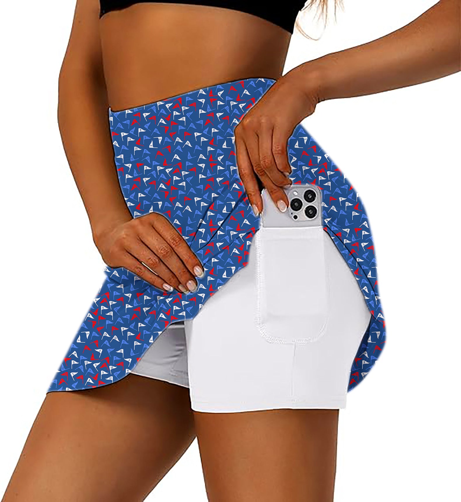 Women's Flag Tap Golf Skirts Inner Shorts Pocket