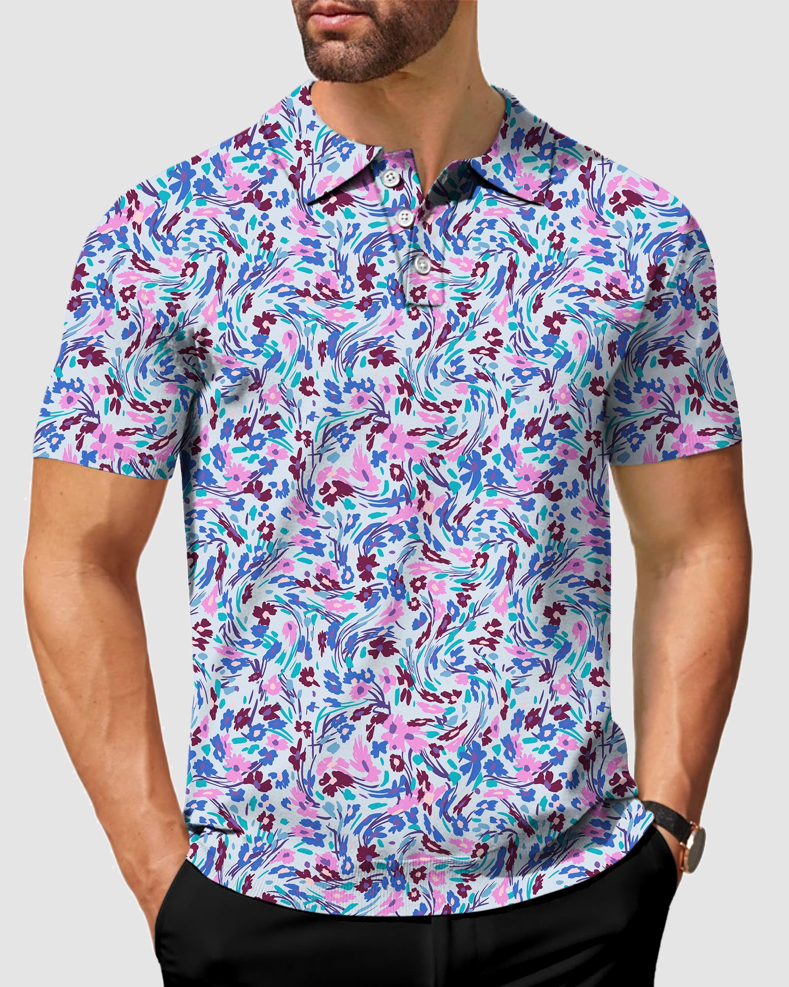 Men's Flower Twist Golf Polo