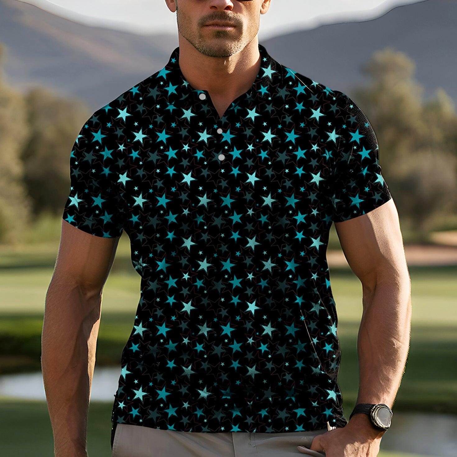 Men's neon star golf polo