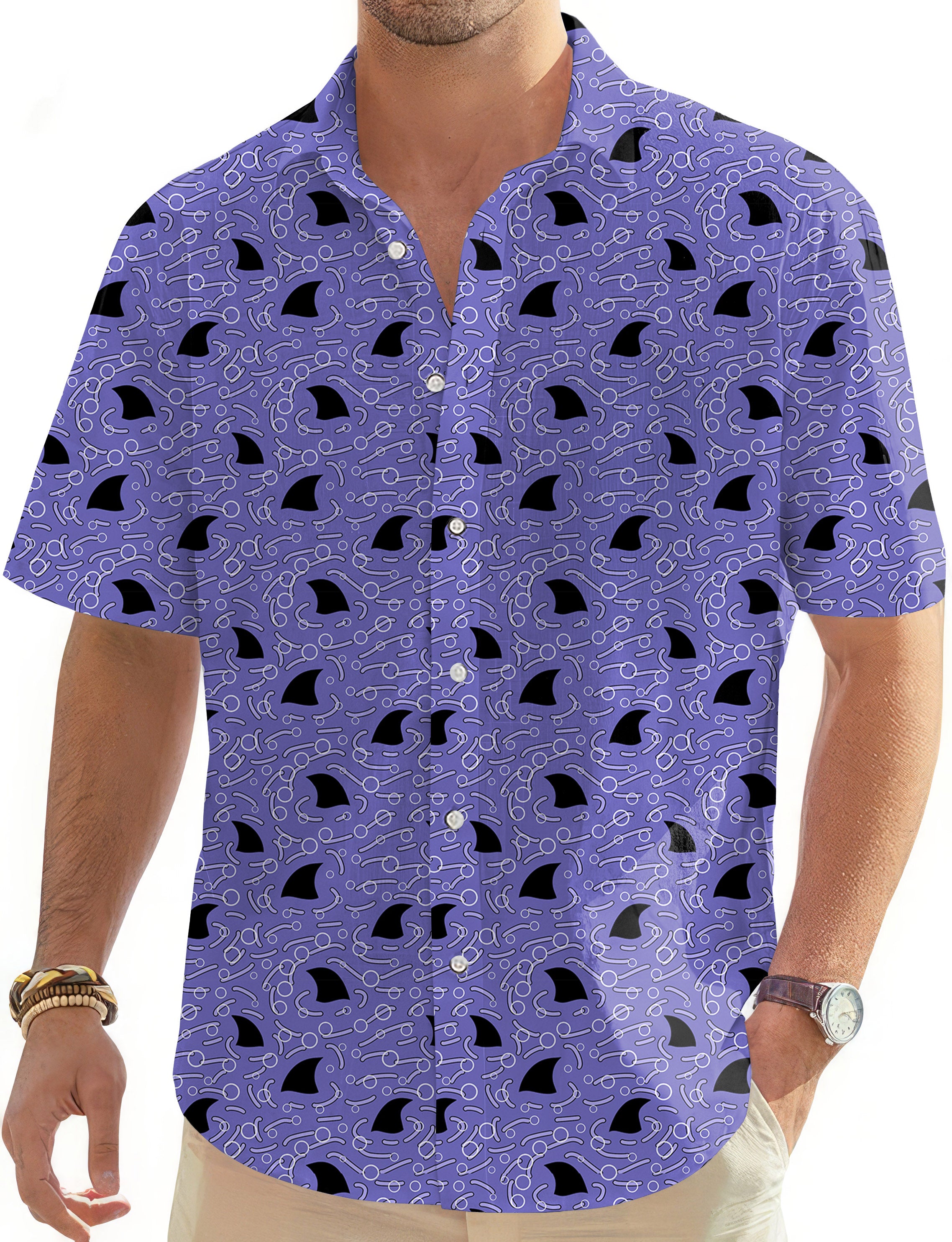 Shark Fin Seamless Men's Golf Hawaiian Shirts Button Down Shirt