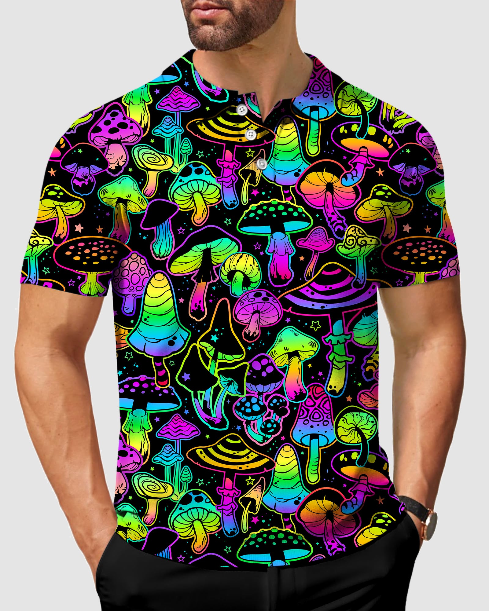 men's golf magic mushroom polo