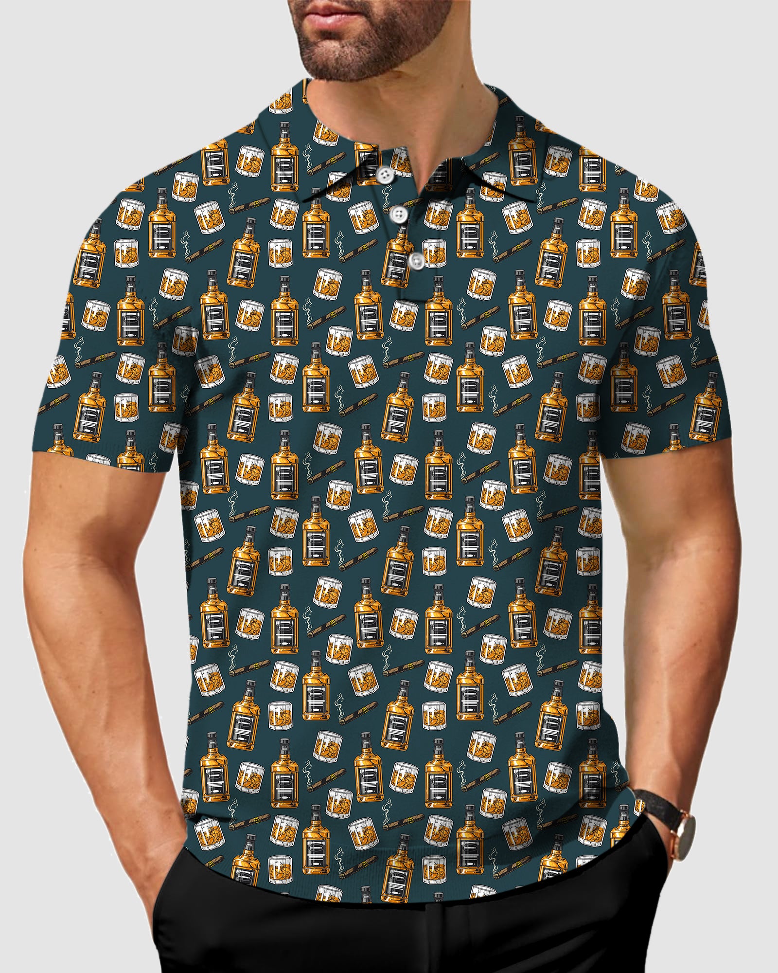 Men Whiskey cigars Golf Party All Bodies Golf Polo