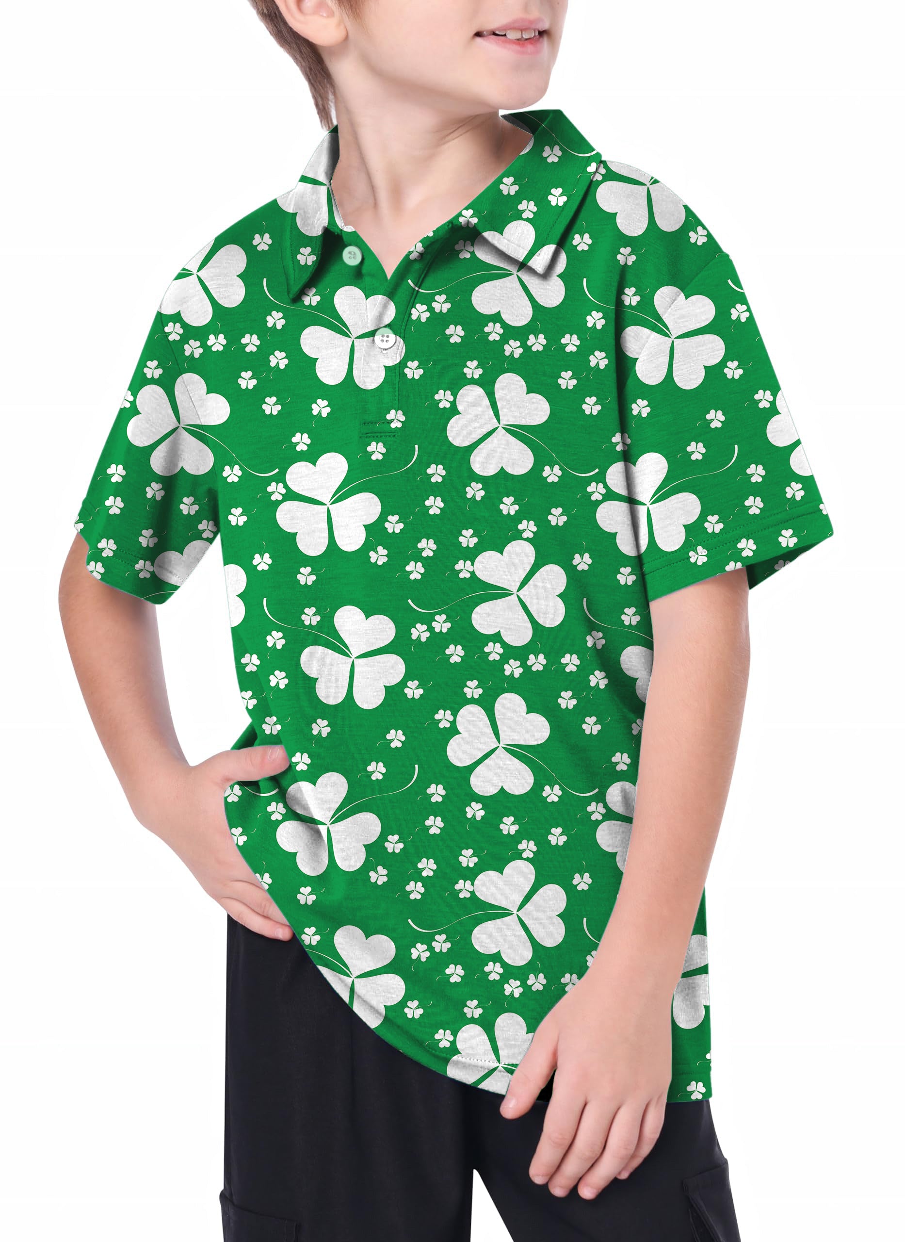 Youth Leaf clover St. Patrick's Day Golf Polo
