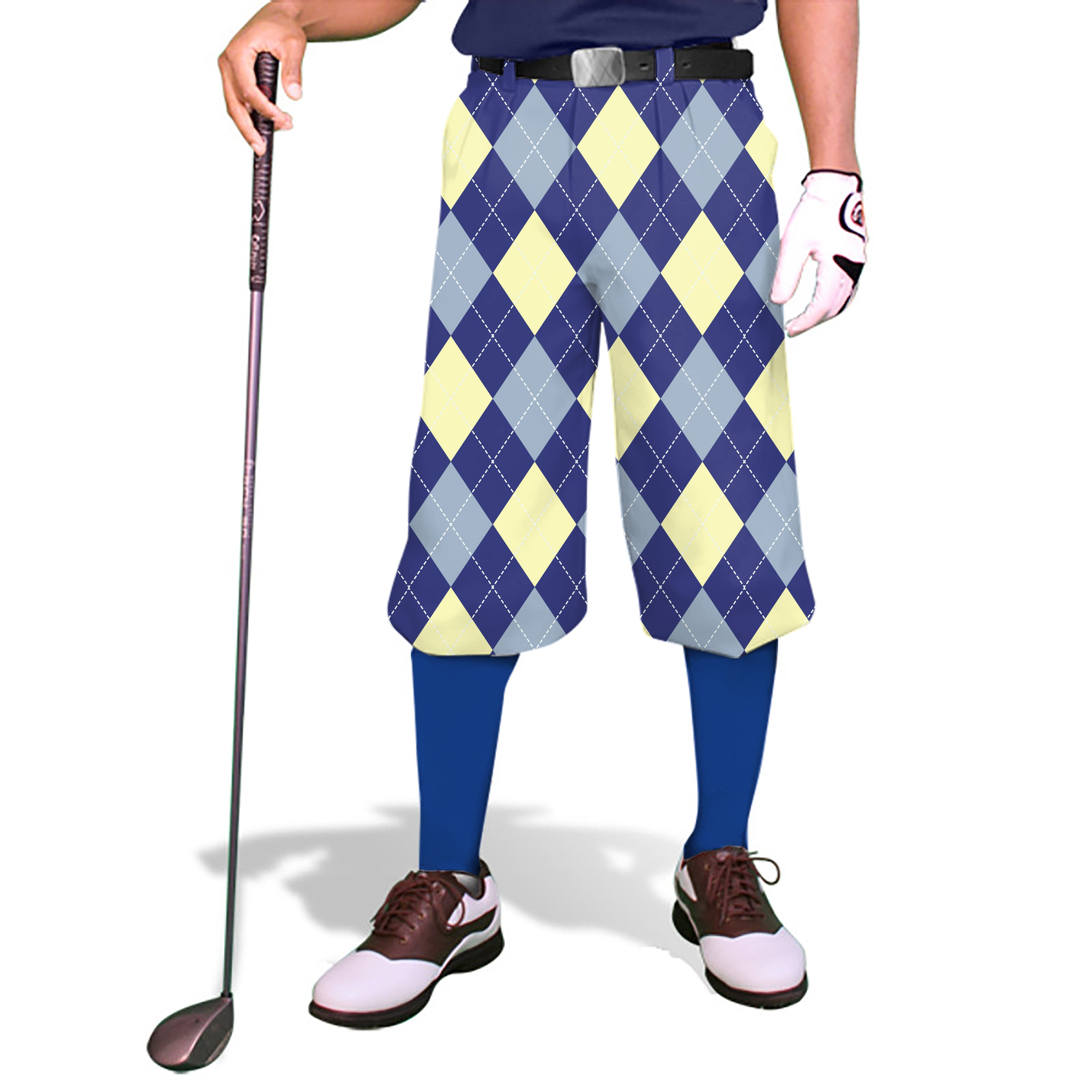 blue Argyle-Men's Golf Knickers Pants