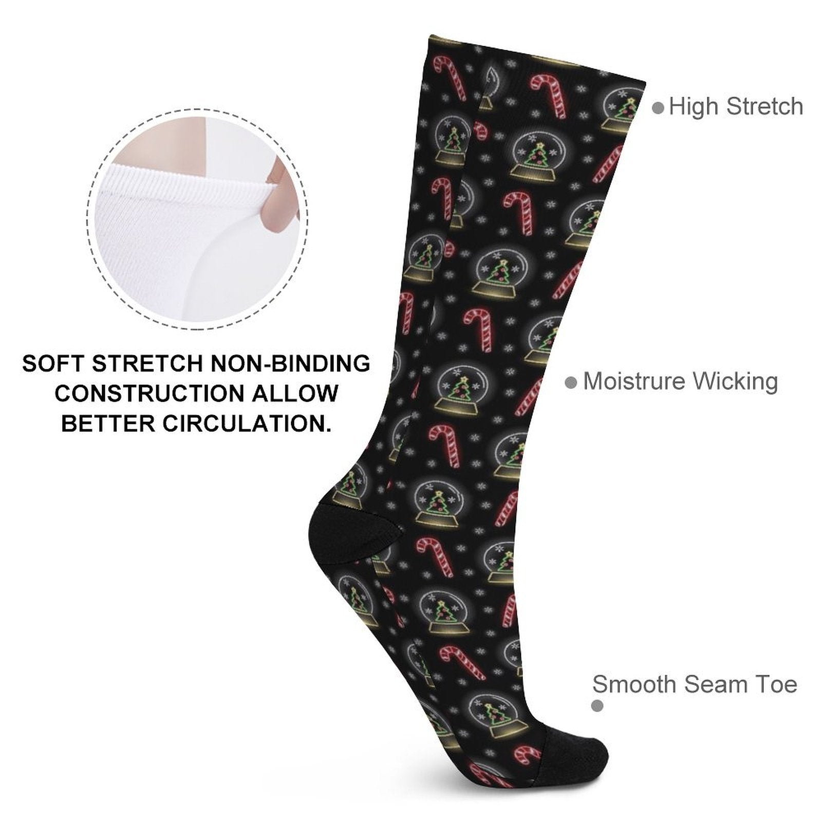 Neon Candy Canes Prined socks Gifts for Men Women