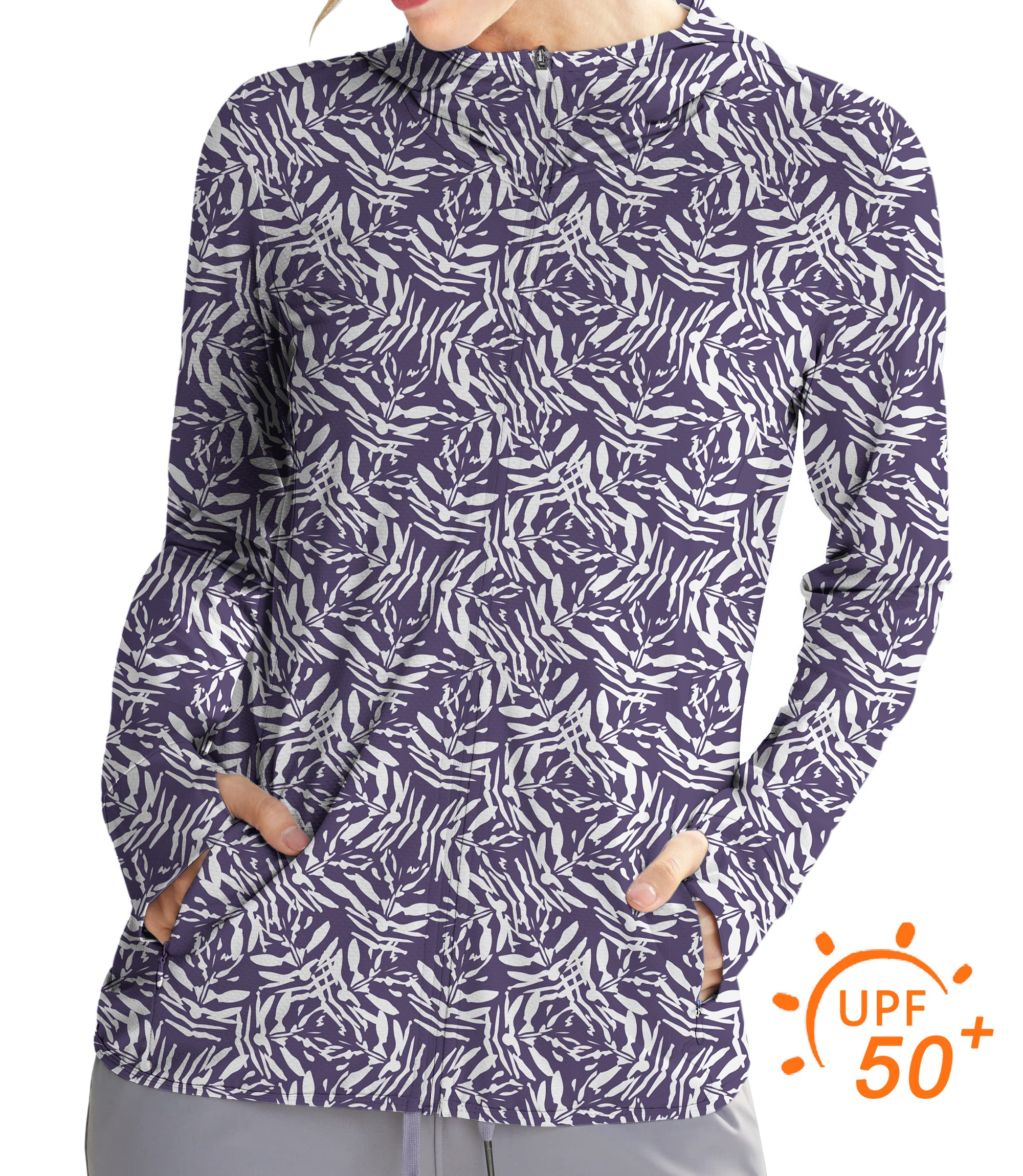 Women's Outdoor abstract Navy Golf Sun Protection Slim Fit zip hoodies