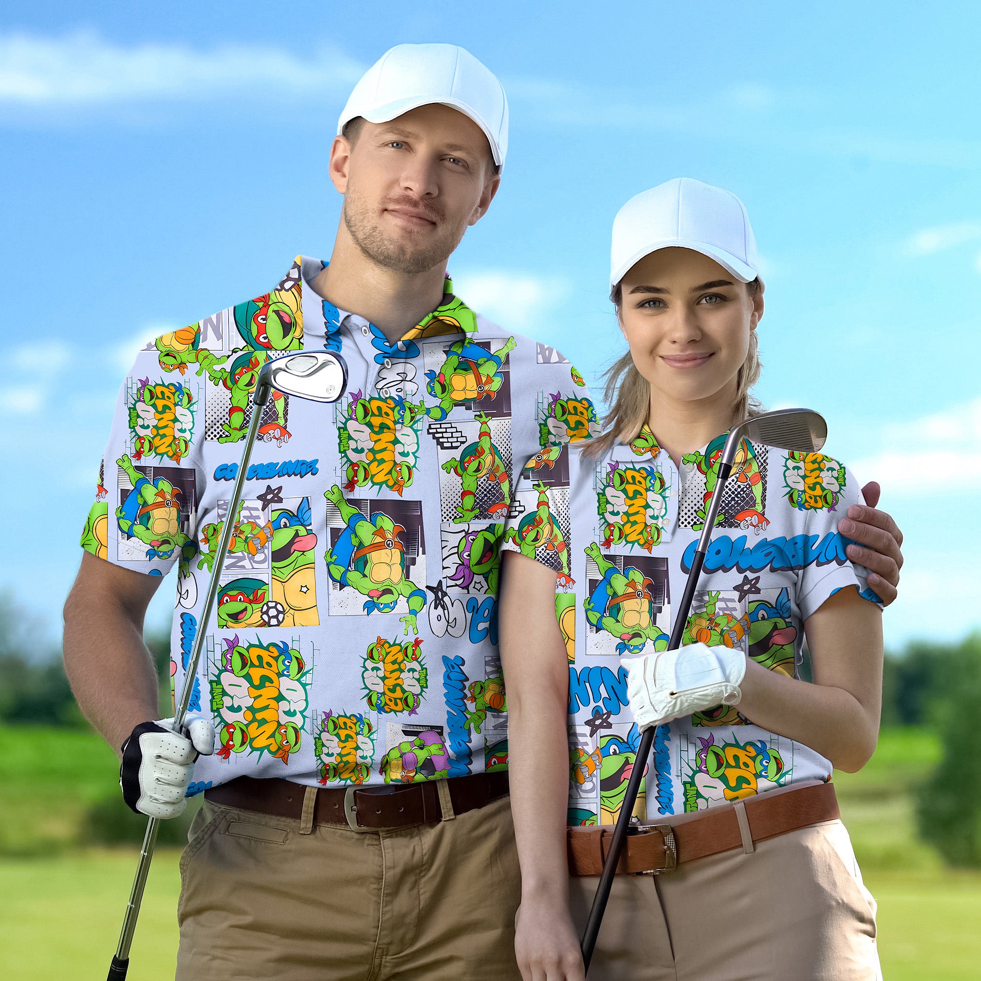 Golf Polo Couple Family set TMNT - Comic Strip tournament