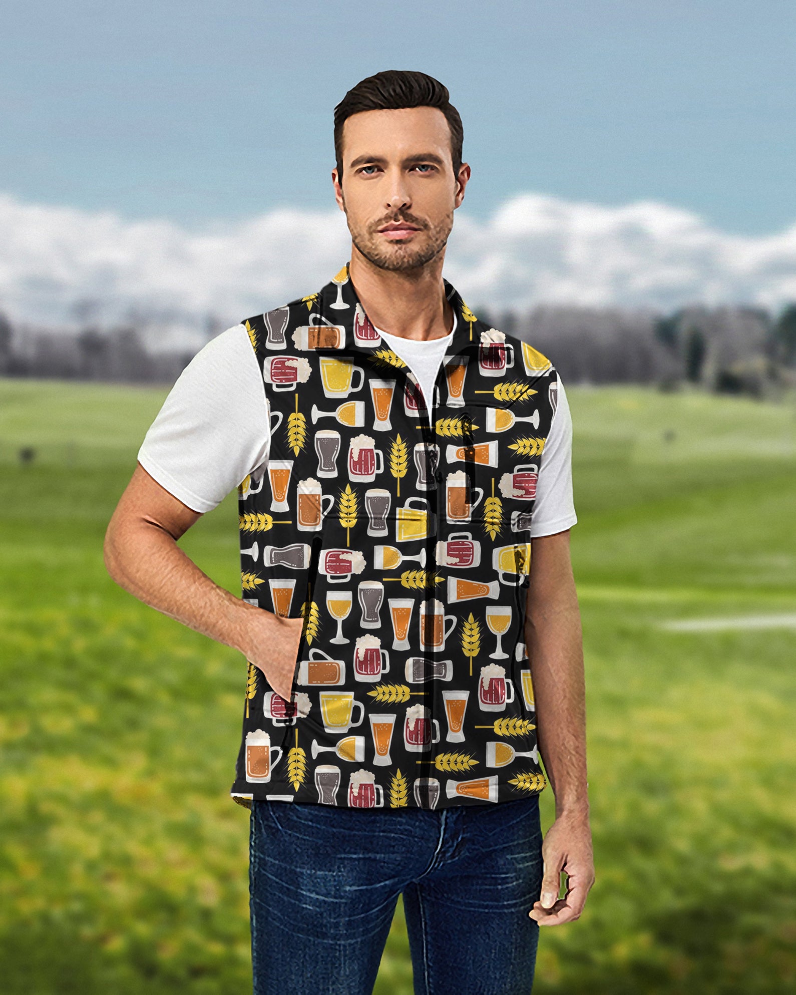 Men's Fall Brewskis Lightweight Softshell Vest Sleeveless Jacket for Golf