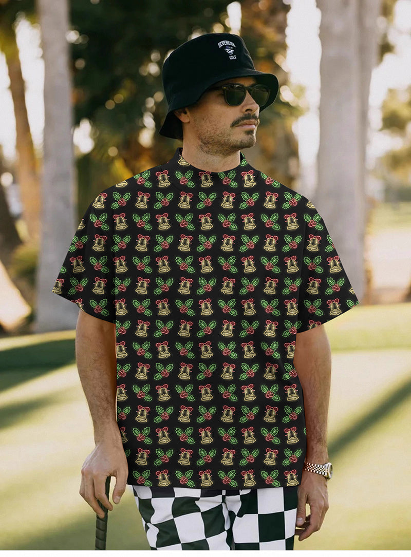 Men's Christmas neon lights Pullover High neck Long/Short sleeve T-Shirt