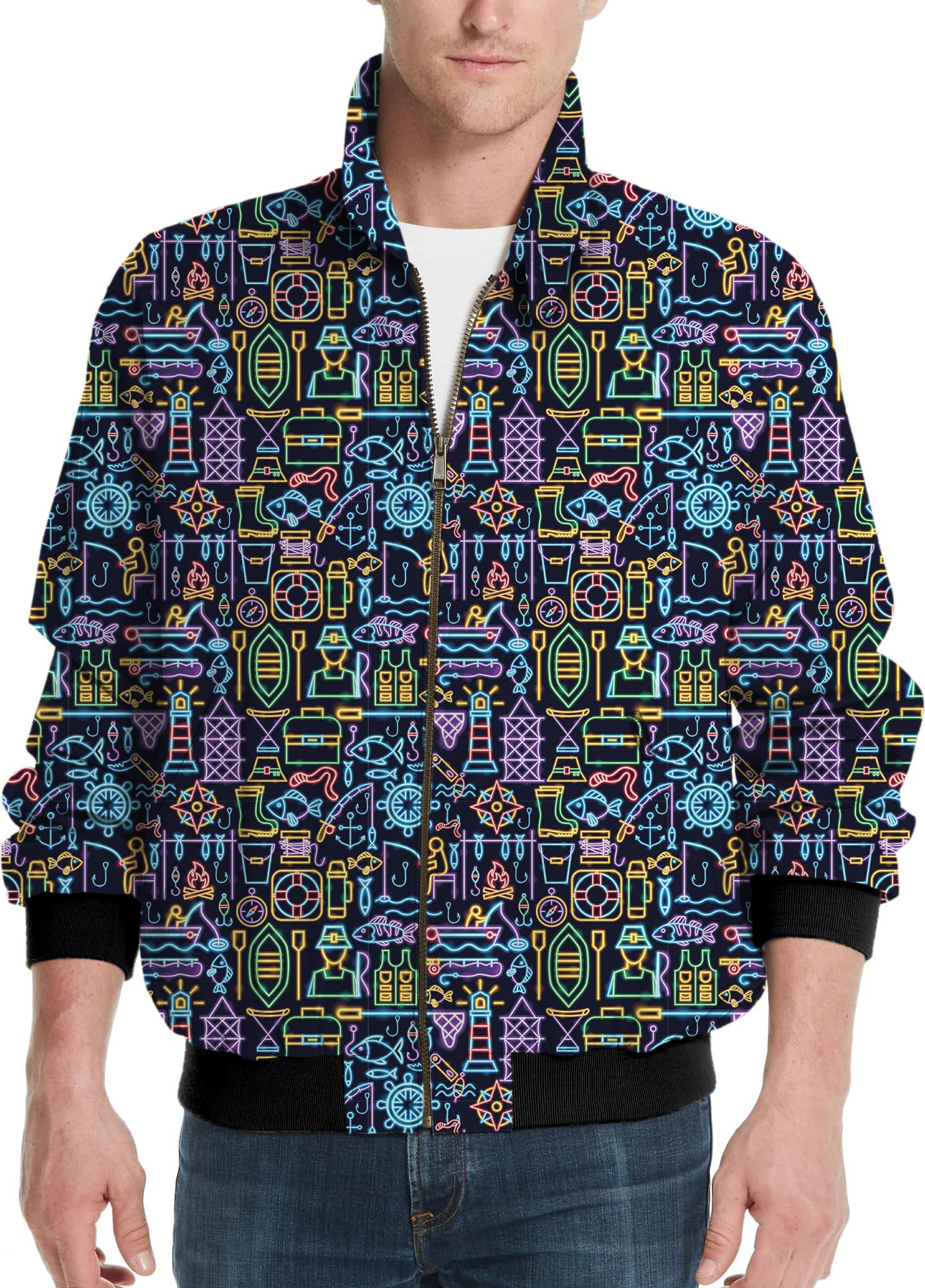 Neon Fisherman-Men's Golf Windbreaker Light Jacket
