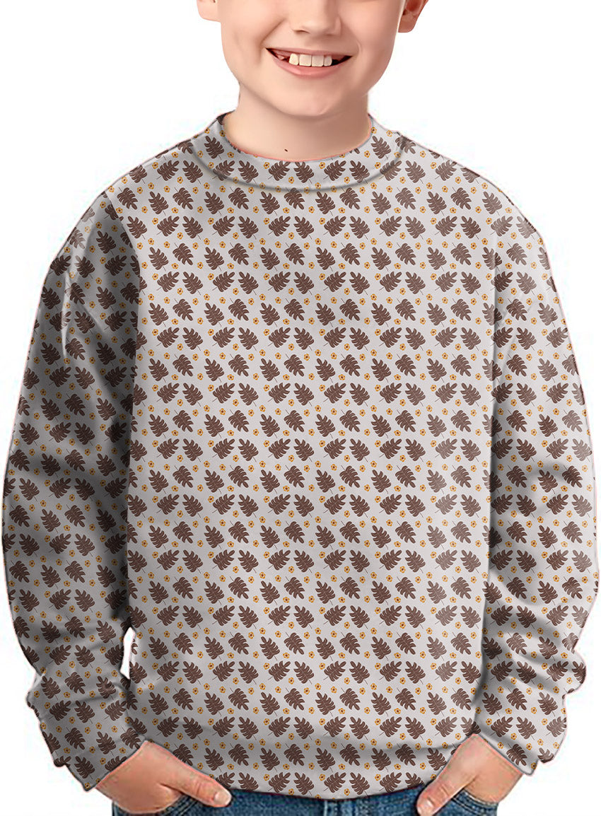 brown palm leaf Crewneck Pullover Kids Ugly Sweater limited edition