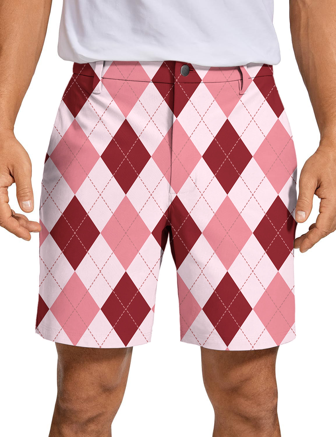 Men's pink Argyle Golf Shorts