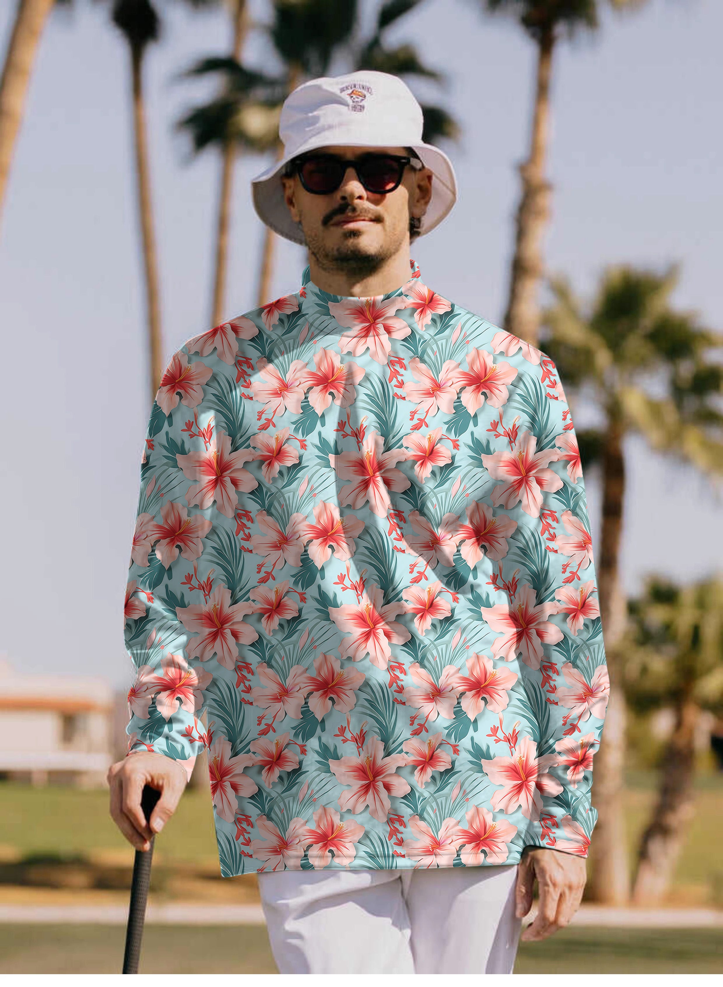 Men's Tropical Course Pullover High neck Long/Short sleeve T-Shirt