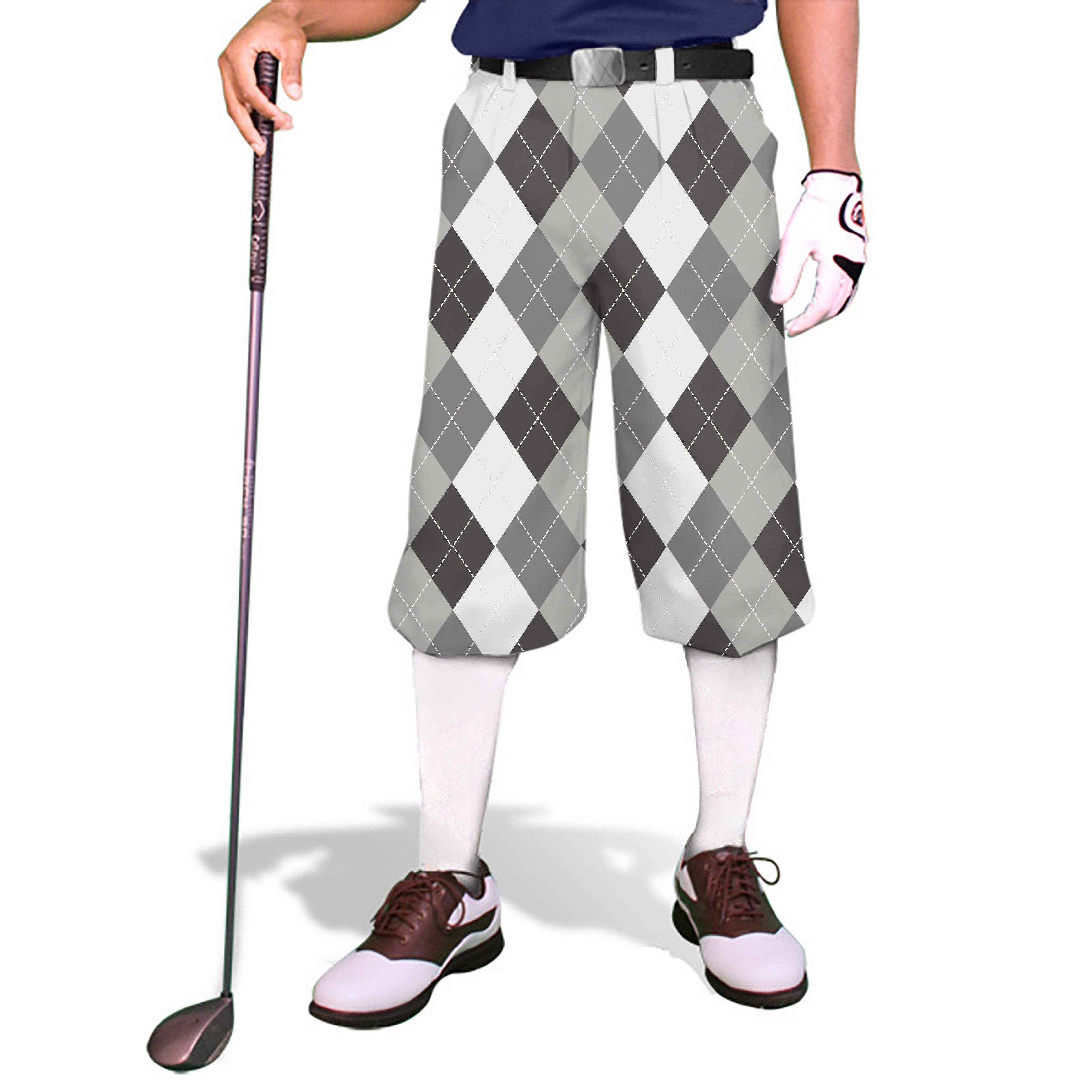 grey Argyle-Men's Golf Knickers Pants