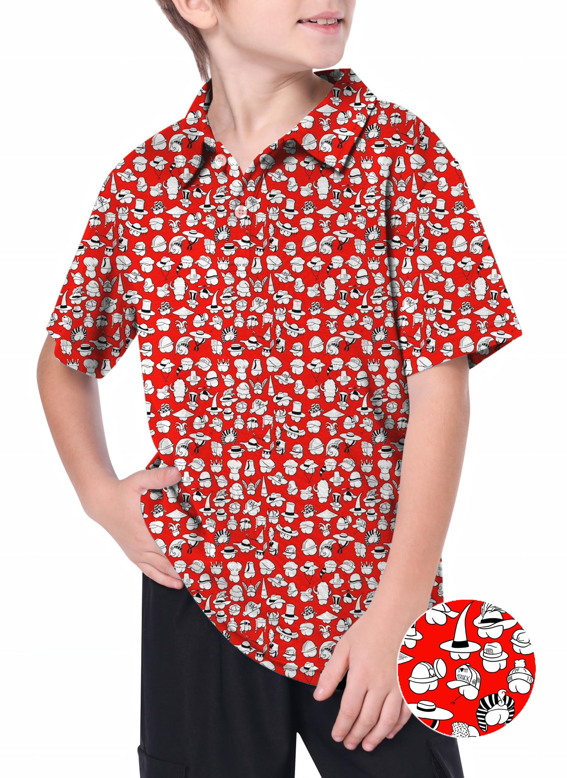 Youth Red Versatile Hips Designer style Golf Polo