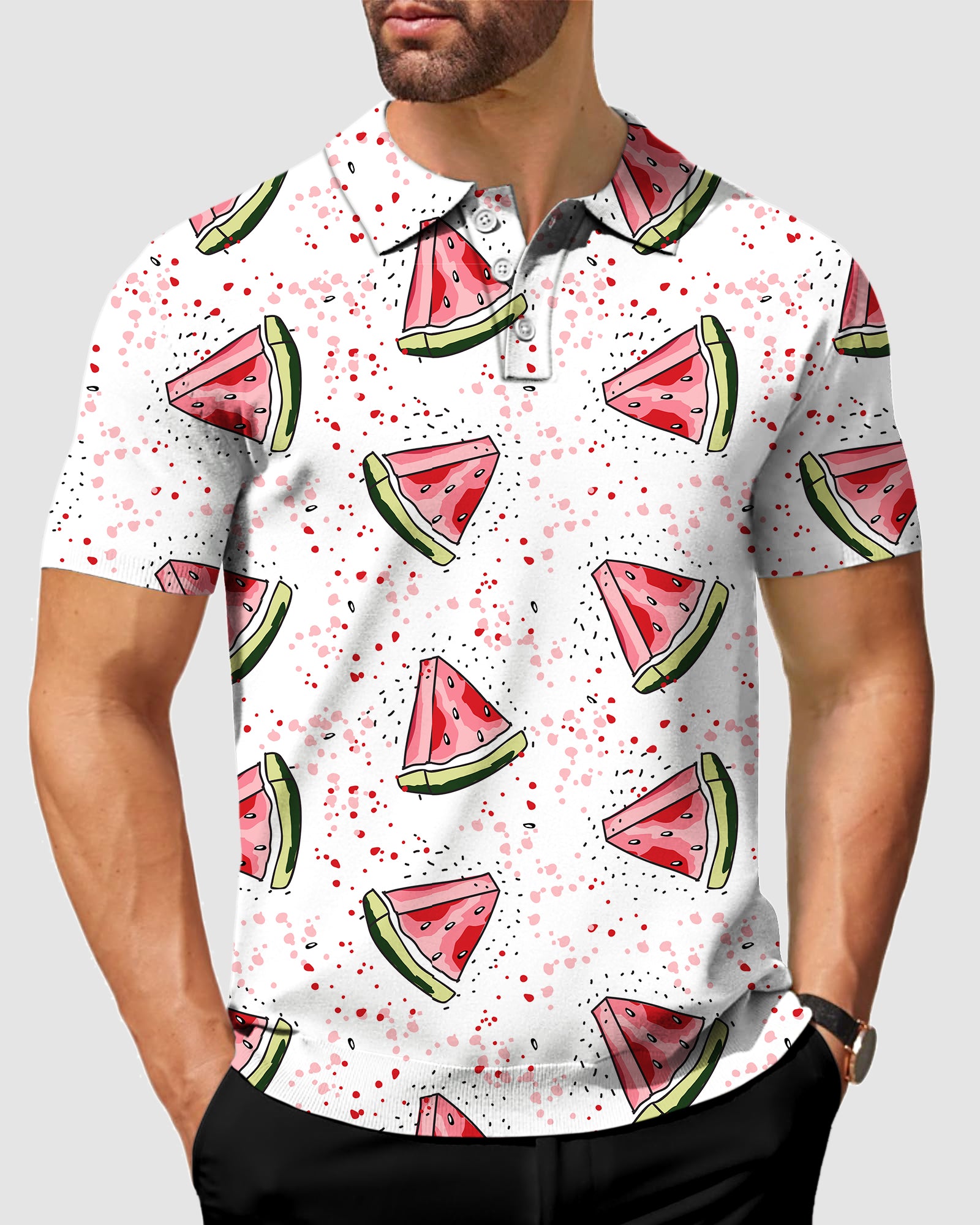 men's golf watermelon polo