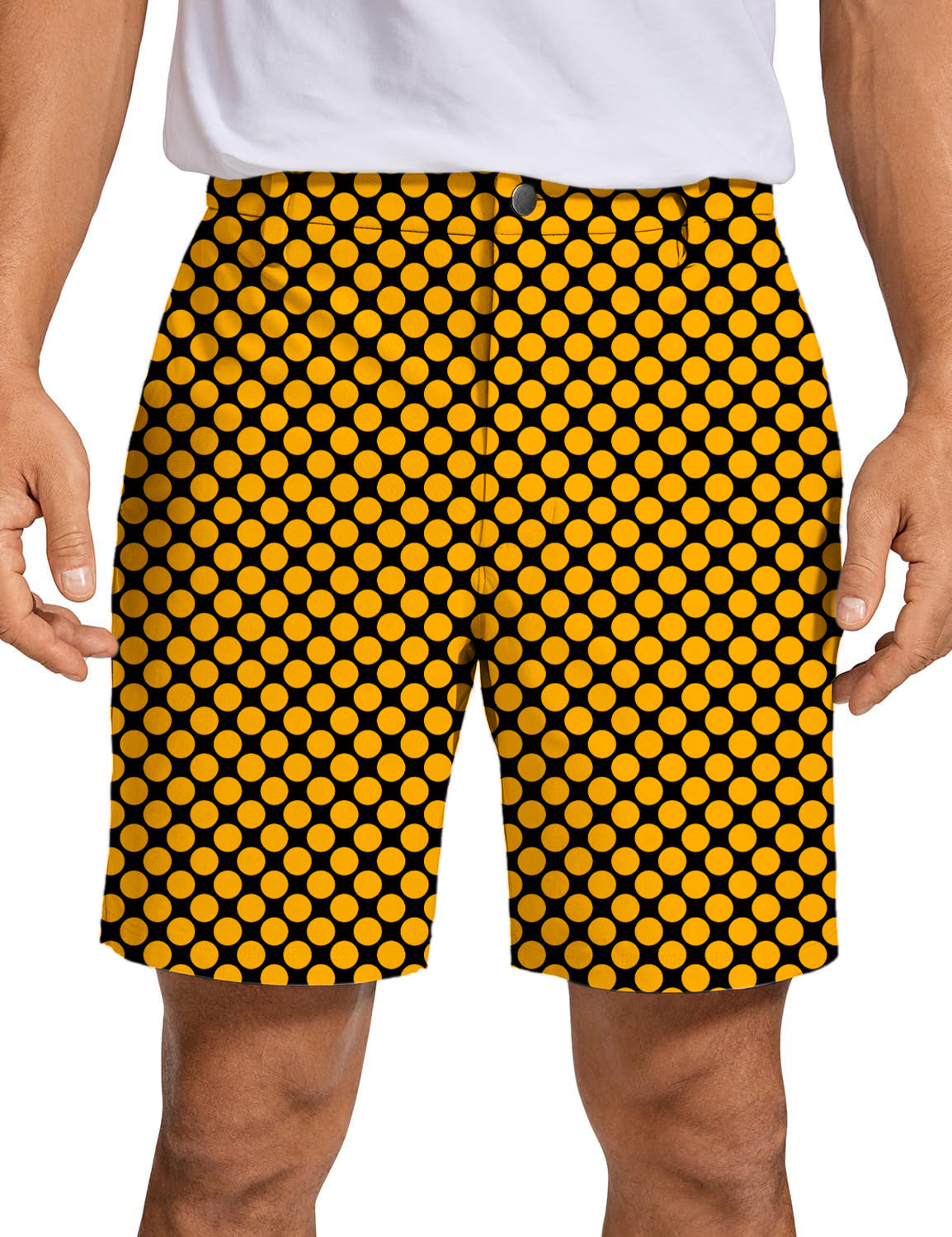 Men's Halloween black and yellow polka dots Golf Shorts