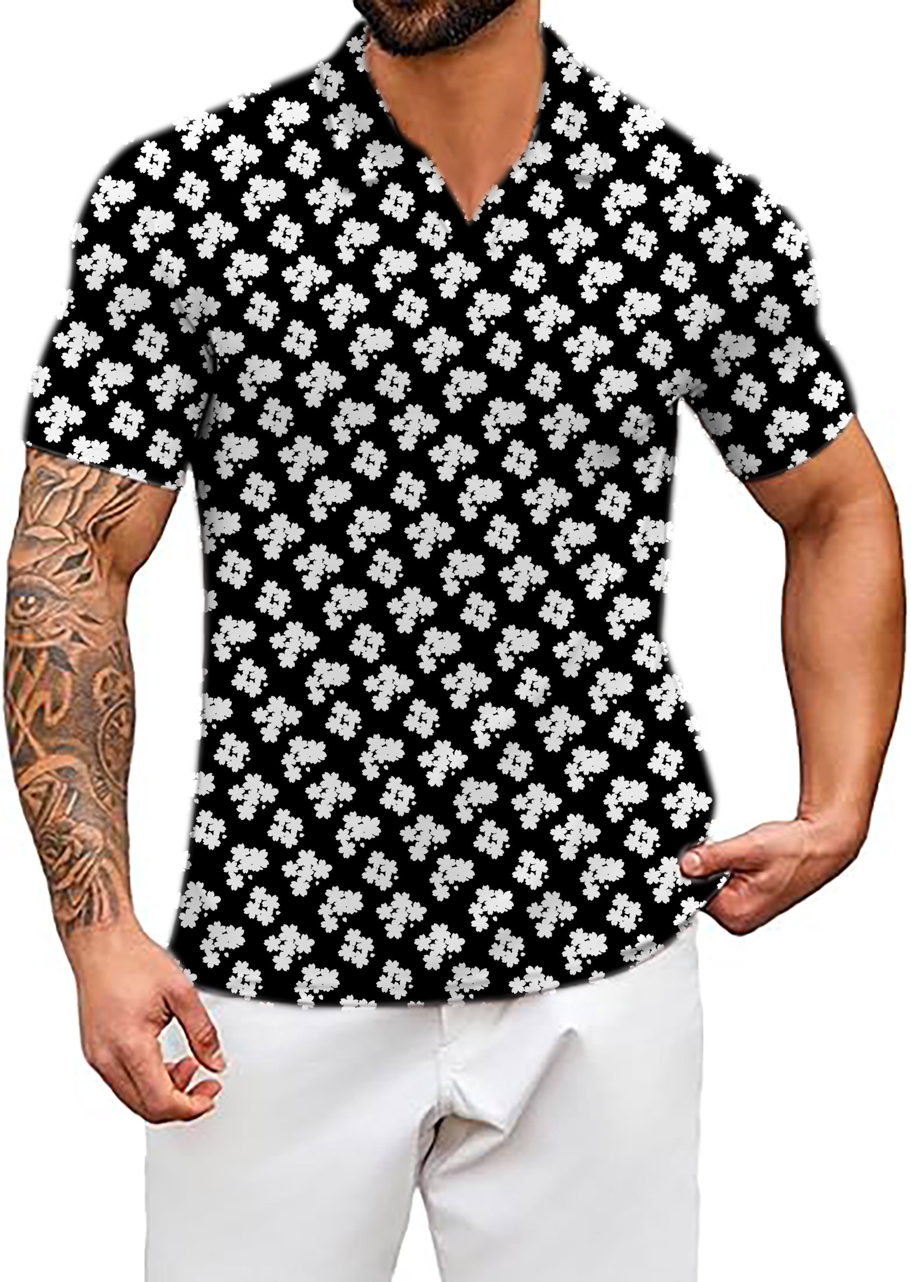 Men's sakura V Neck Golf Polo Shirts - Customized elegance