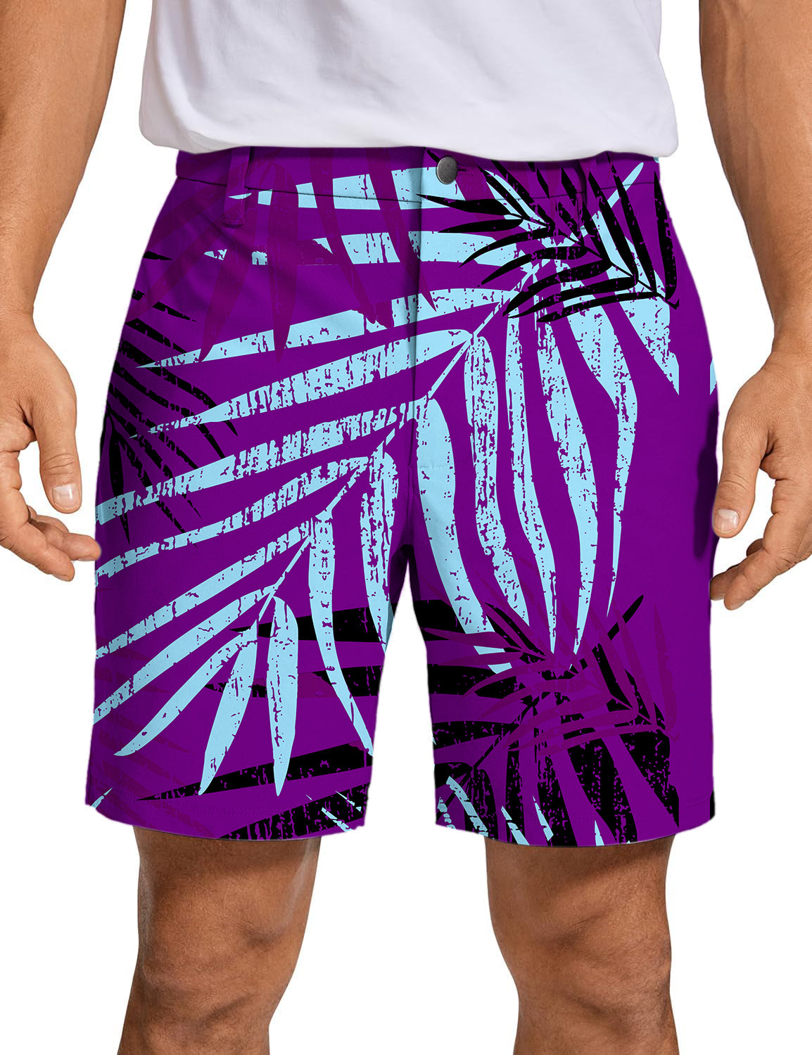 Men purple leaf Golf Shorts