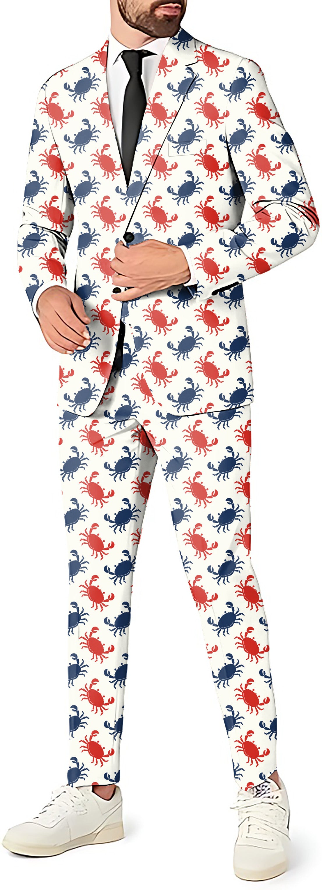 Blue and red Crab Men's Party Costumes-Theme Party 2 or 3pcs Suit set-Blazer Pants & Vest