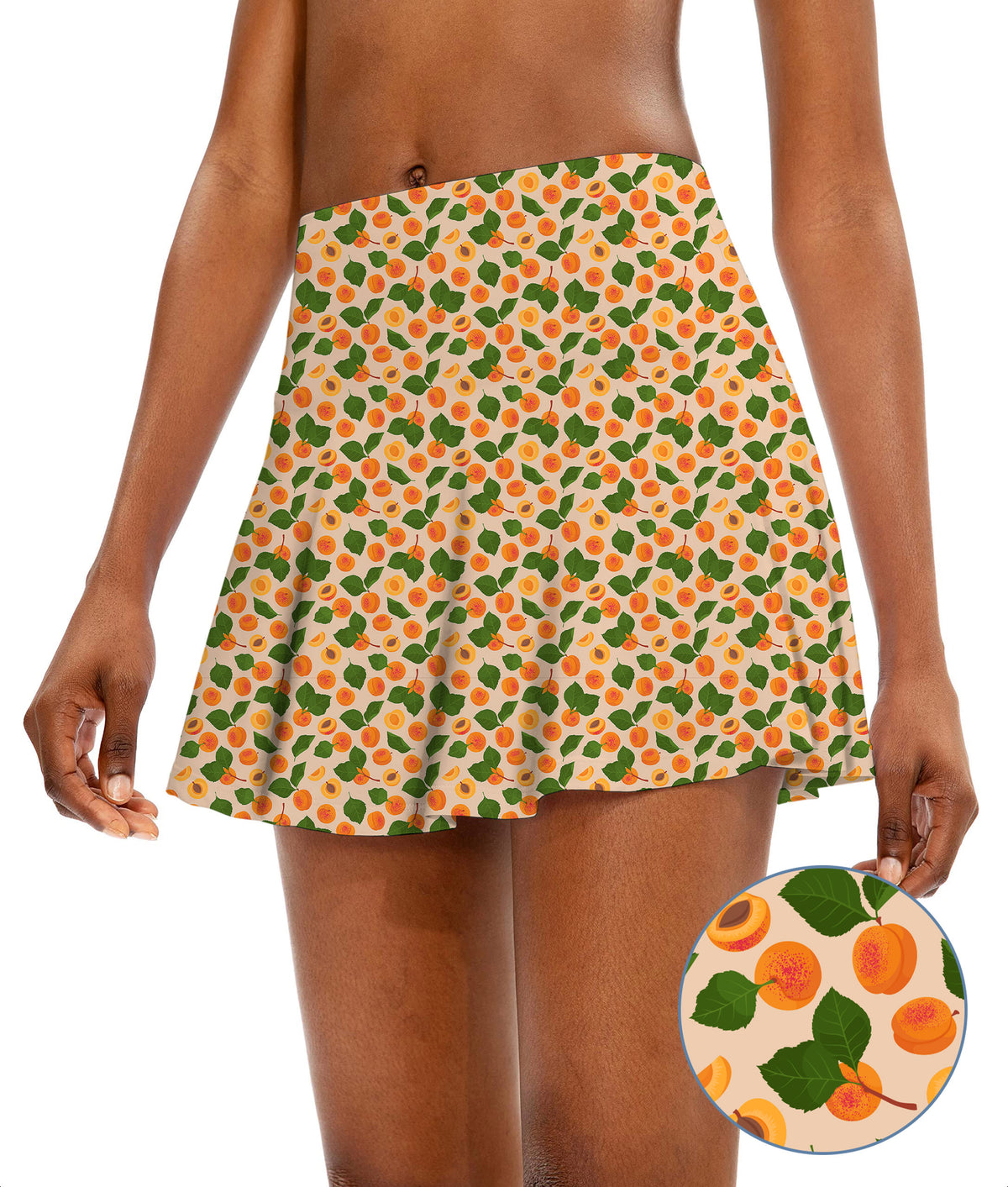 Peach leaves Women's Athletic Golf Skorts Flared Skirts