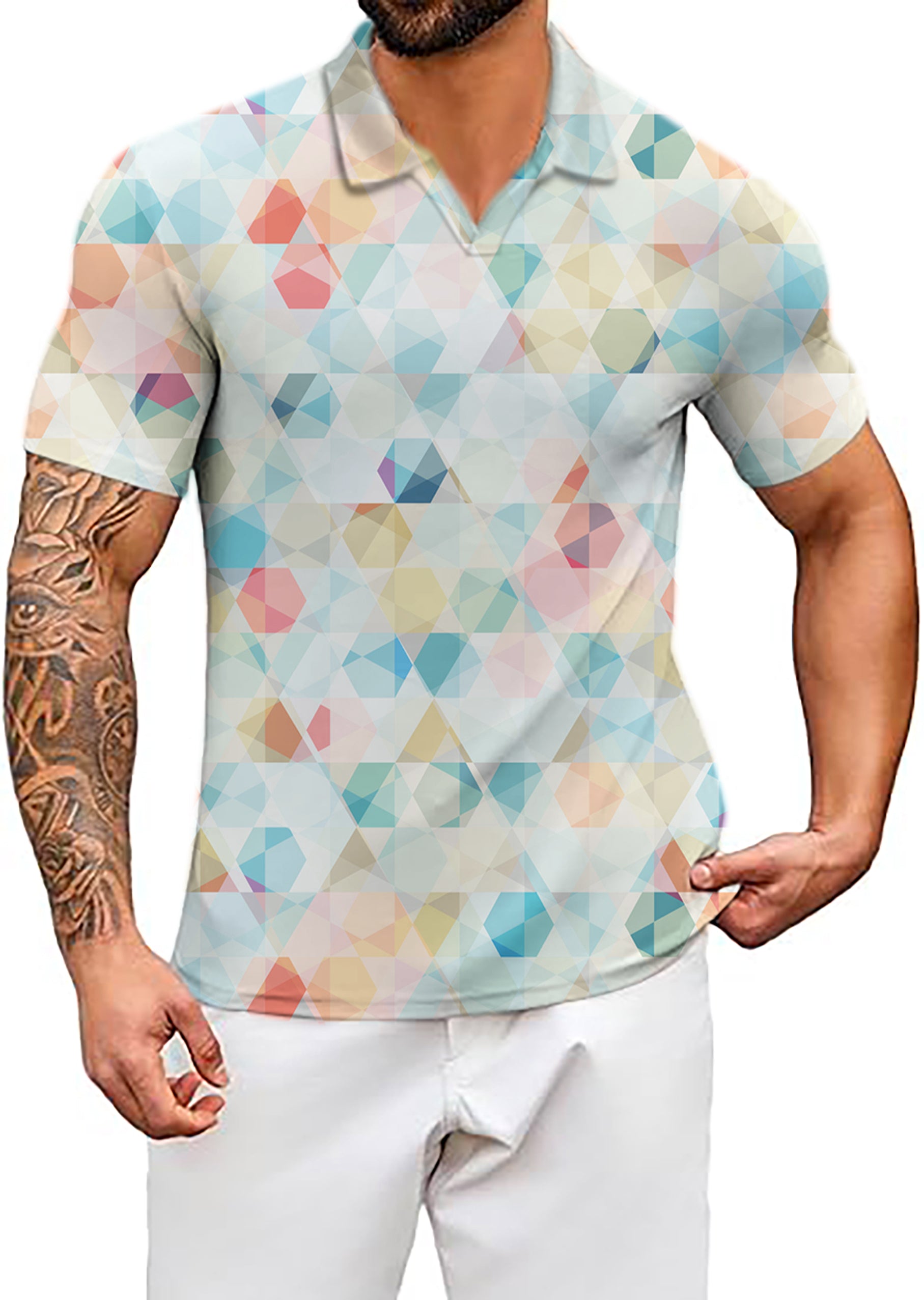 Men's Fresh Flavors V Neck Golf Polo Shirts