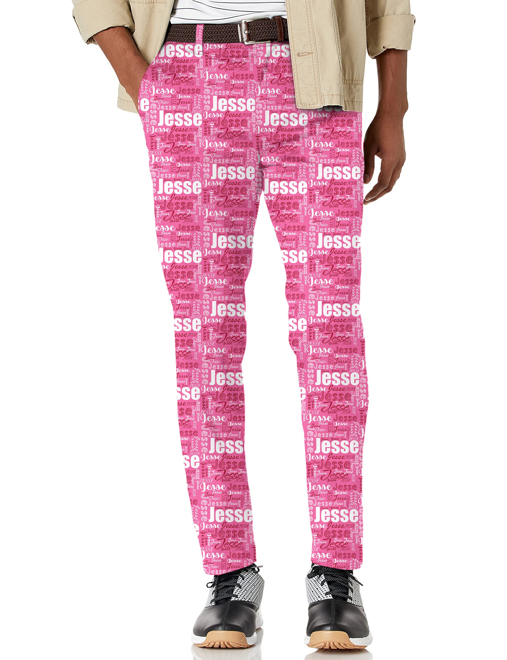 Men's Custom name fuchsia Stretch Golf Pants