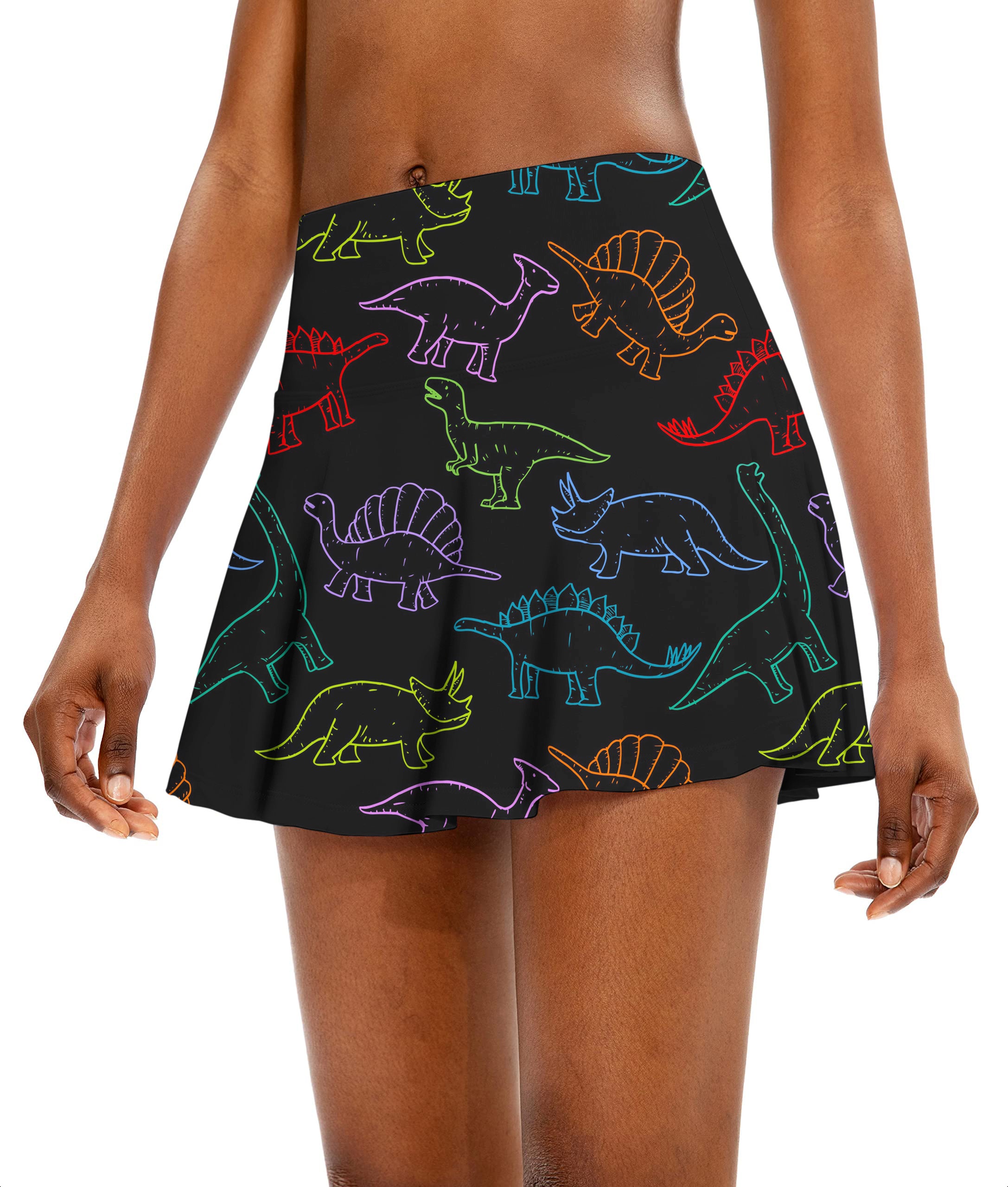 Electric Dinos Women's Athletic Golf Skorts Flared Skirts