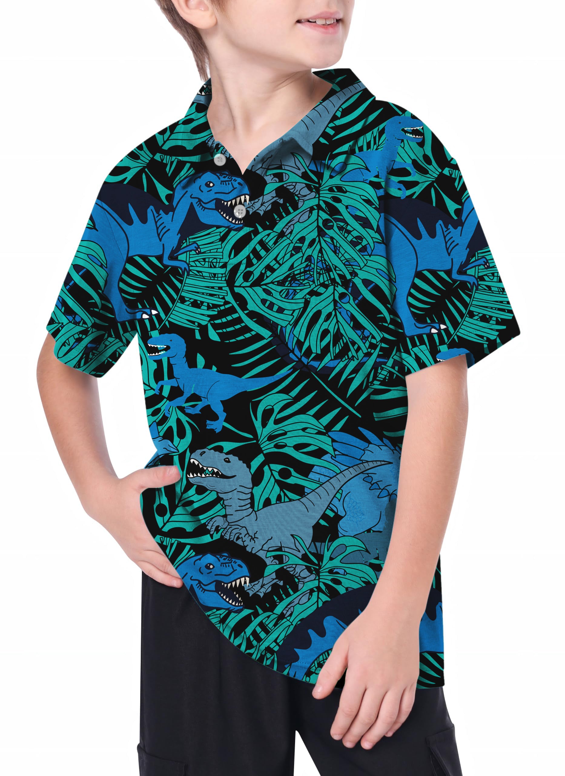 Youth Jungle dinosaur Golf Polo