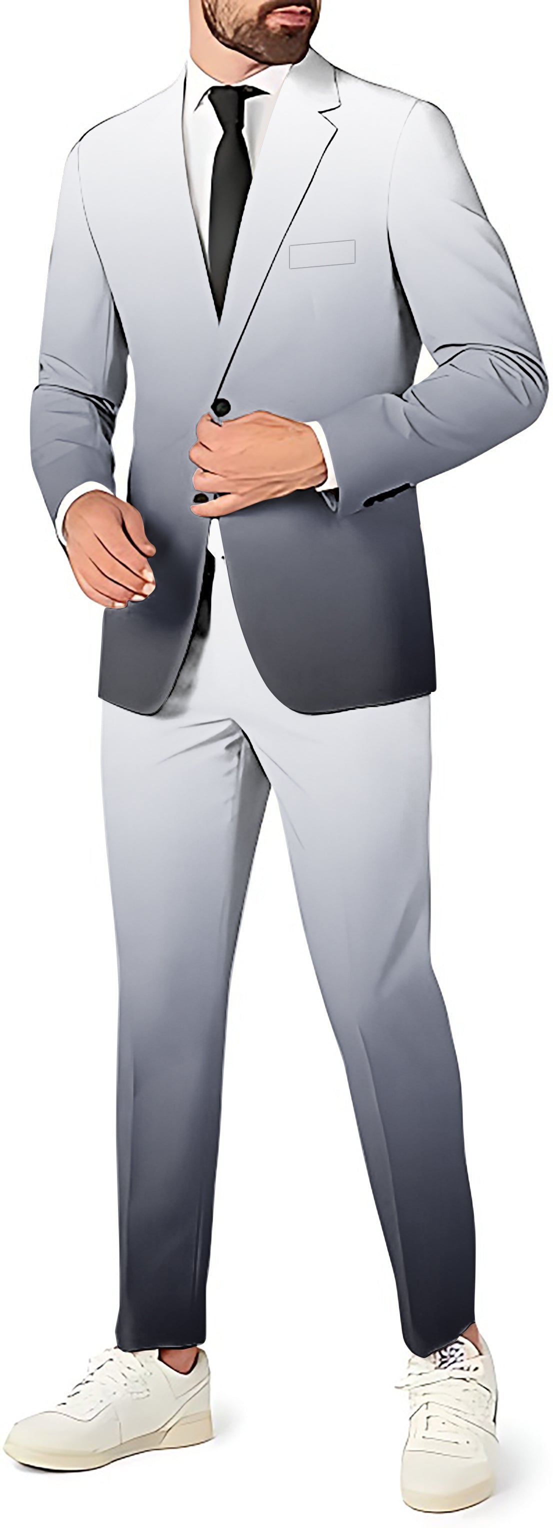 Black And White Gradient Men's Party Costumes-Theme Party 2 or 3pcs Suit set-Blazer Pants & Vest