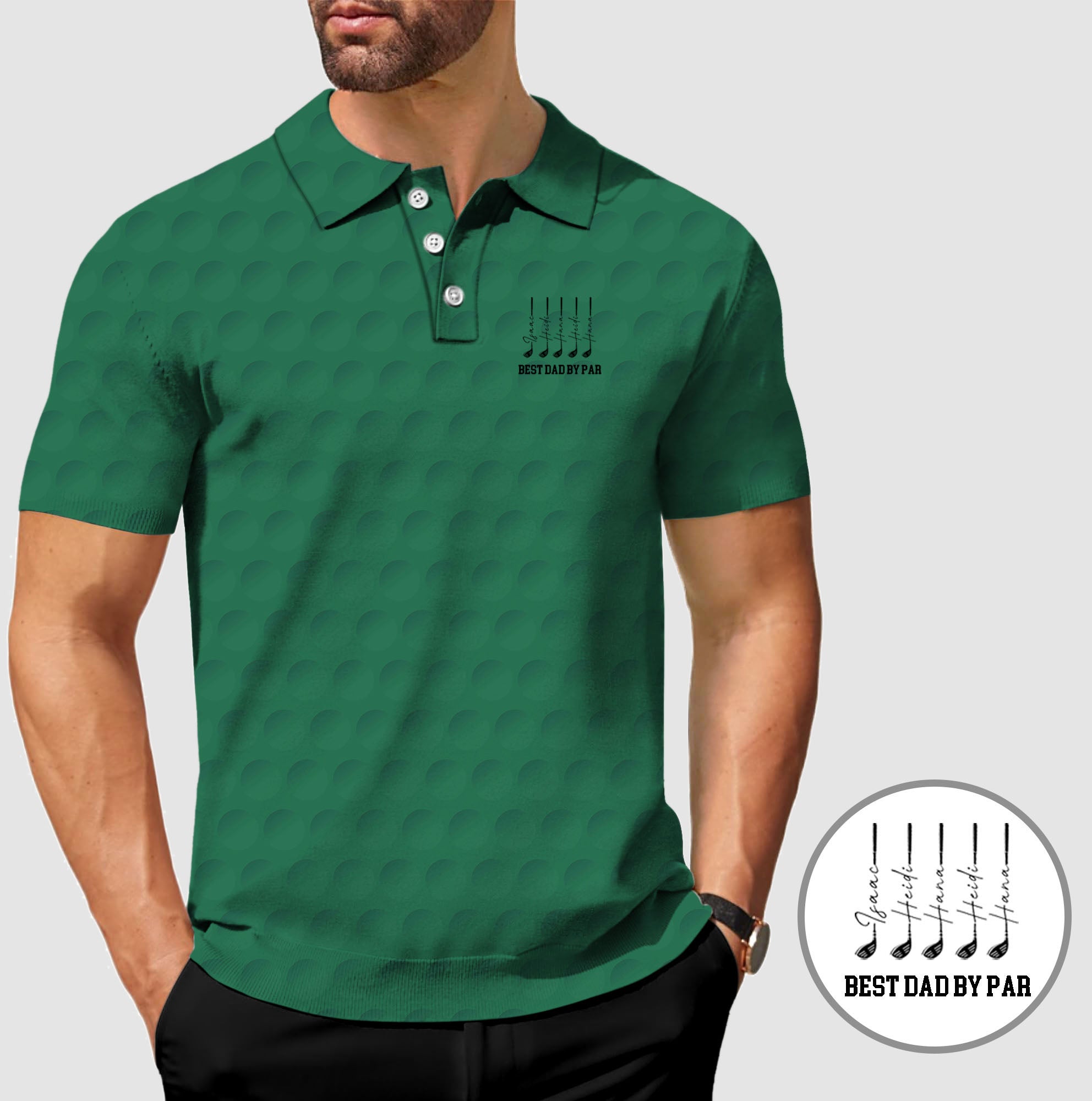 Men's White Golf Ball And Golf Club Print Designer style Polo