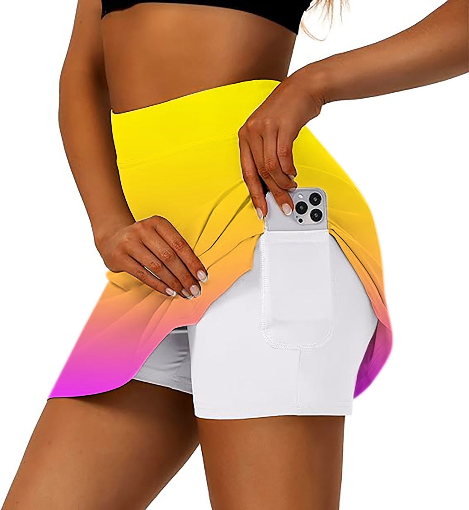 Women's Neon Gradients Golf Skirts Inner Shorts Pocket