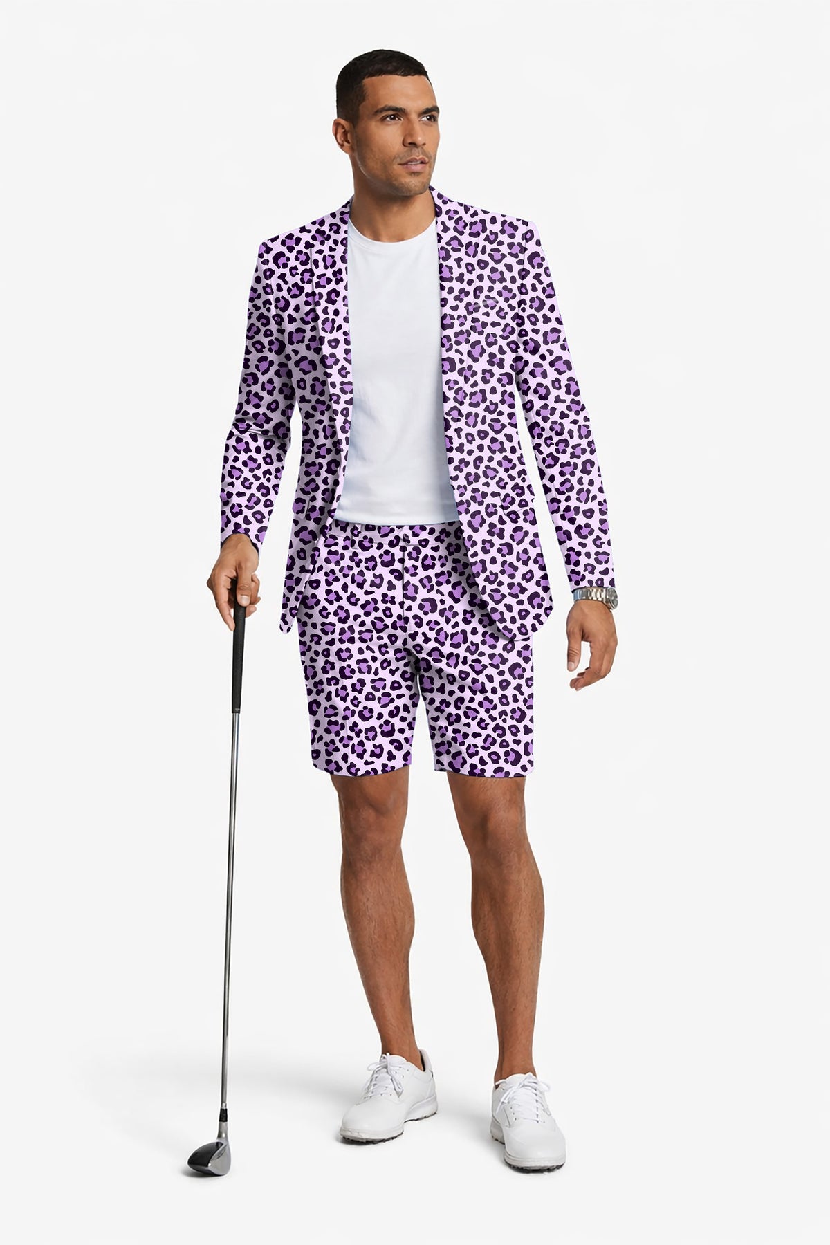 pink leopard print Men's Party Costumes-Theme Party 2pcs Suit set-Blazer Shorts