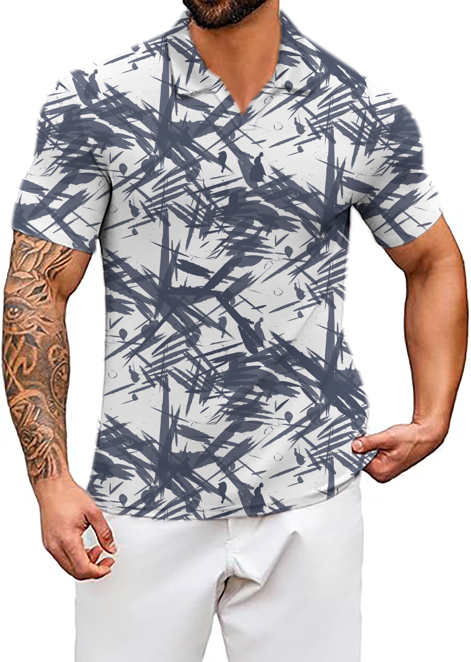Men's Shodo V Neck Golf Polo Shirts