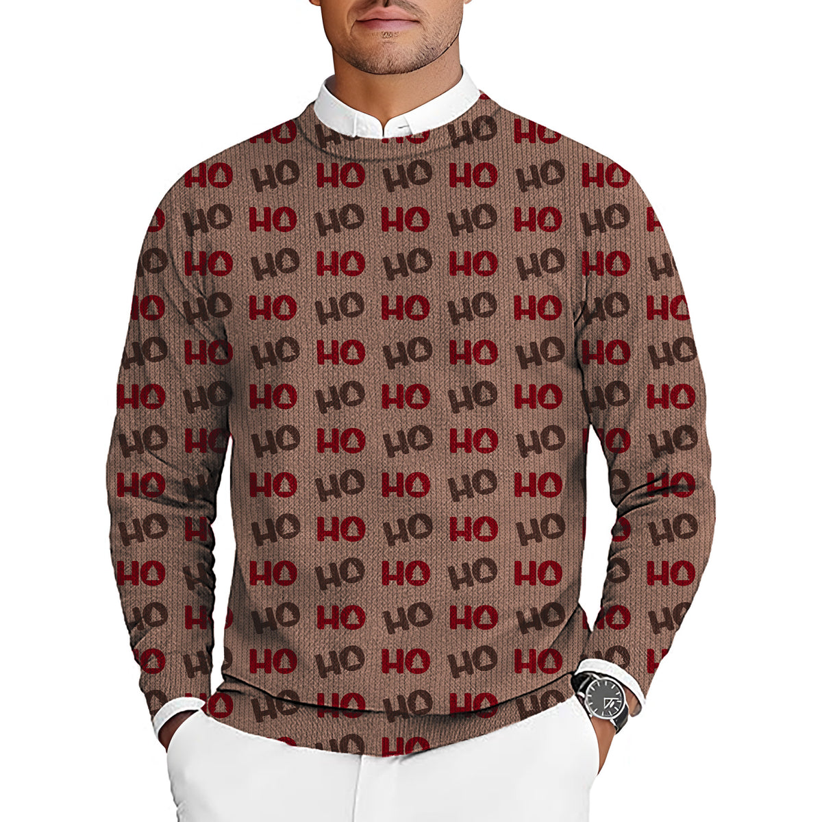 Christmas Tree HO Men's Golf Crewneck Pullover Sweaters Ugly Sweater