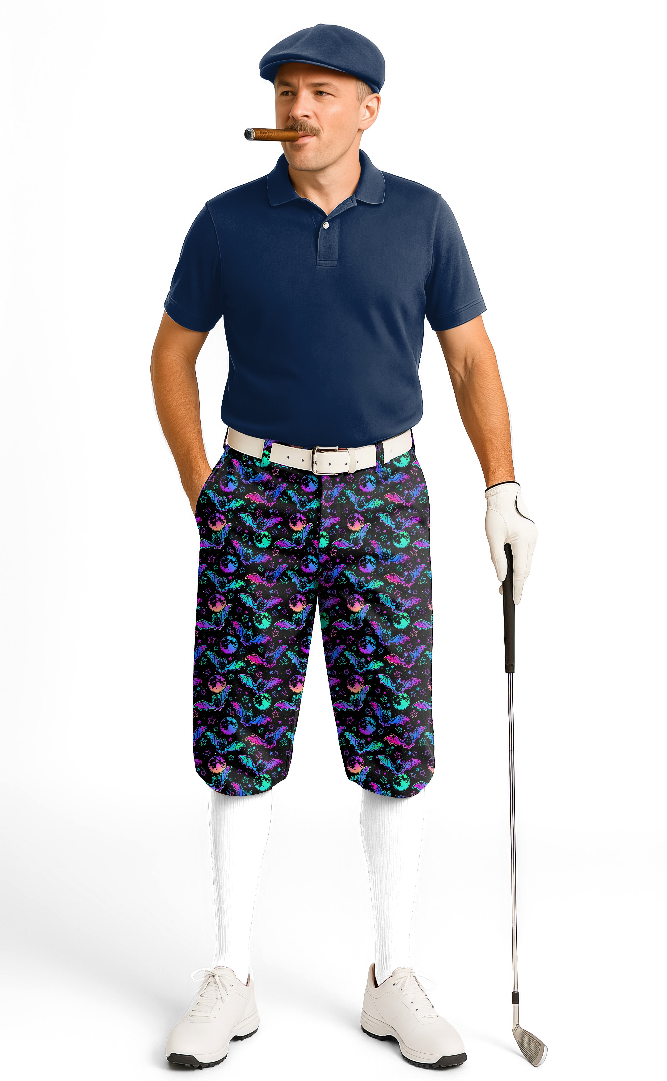Halloween Bat Moon Men's Golf Knickers Pants