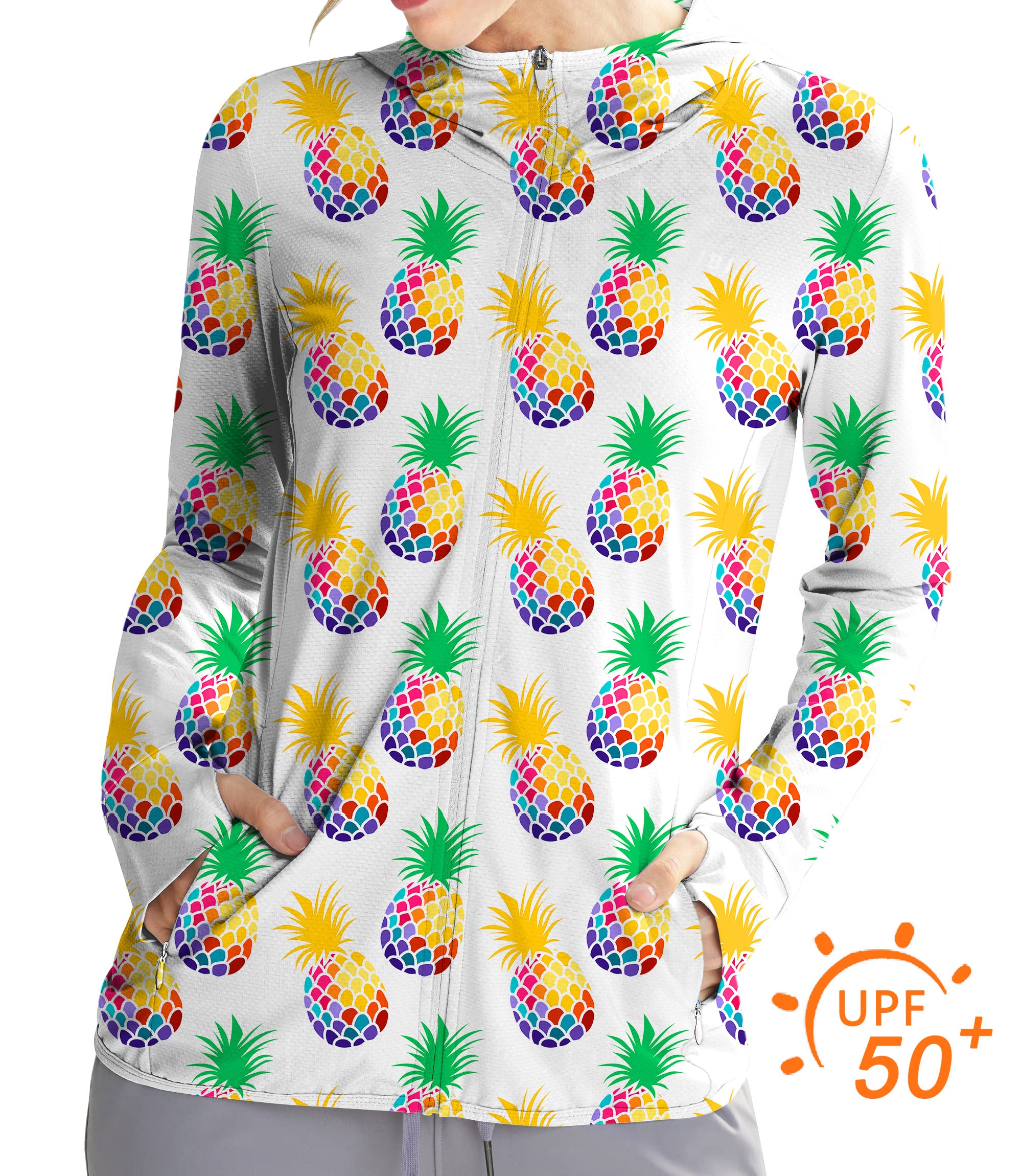 Women's Outdoor Pineapple Disco Golf Sun Protection Slim Fit zip hoodi