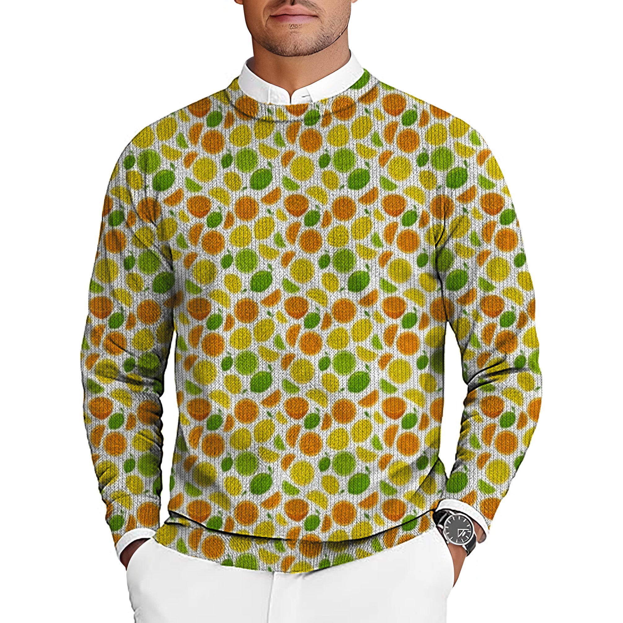 Summer Lemon Men's Golf Crewneck Pullover Sweaters Ugly Sweater