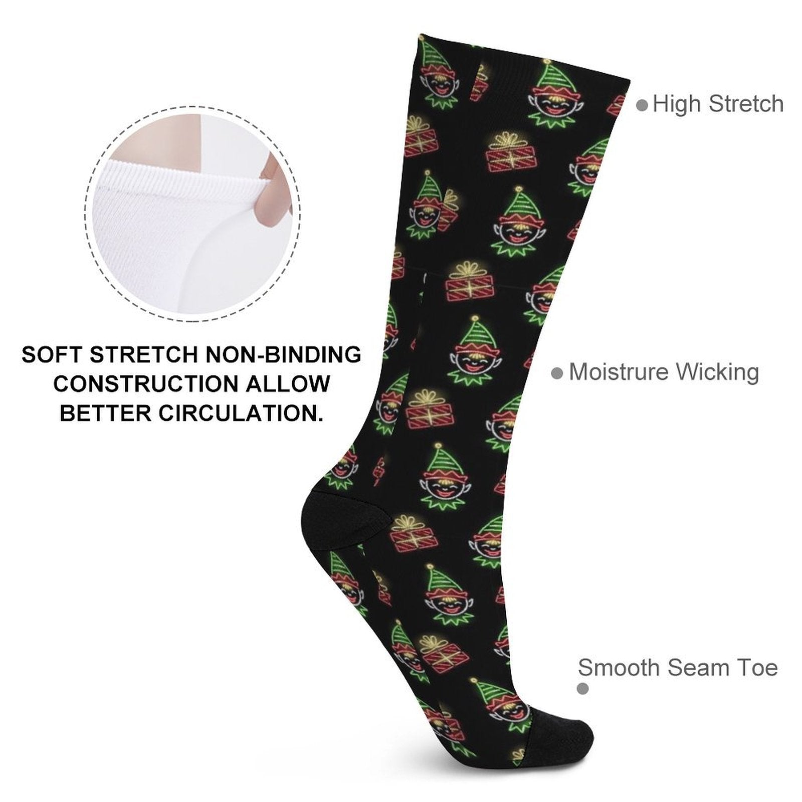 Christmas Neon Elves Prined socks Gifts for Men Women