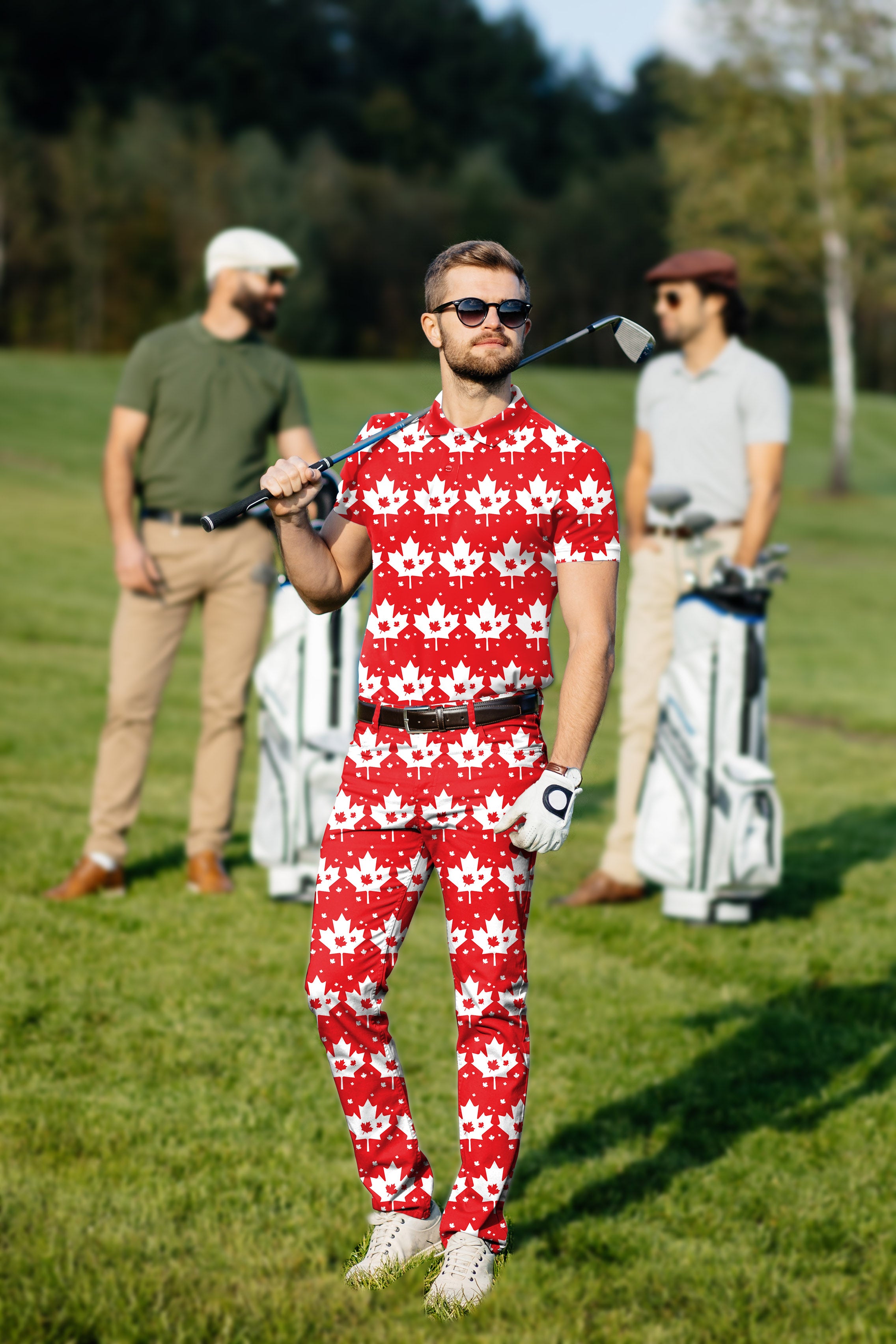 Men's Golf Set Polo+Pants Canadian Maple Leaf