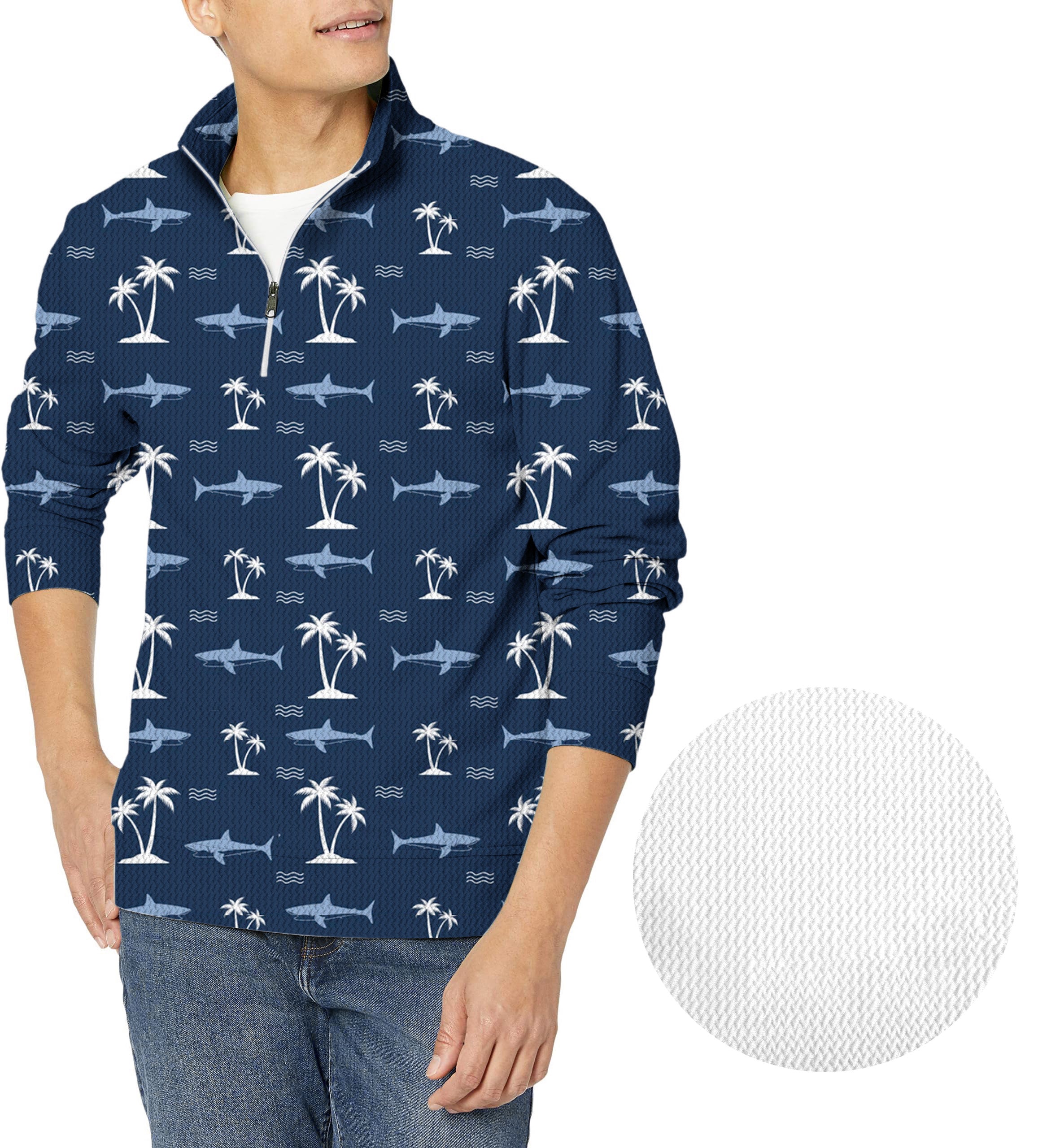Shark Island-Men's Golf Waffle Zipper Pullover