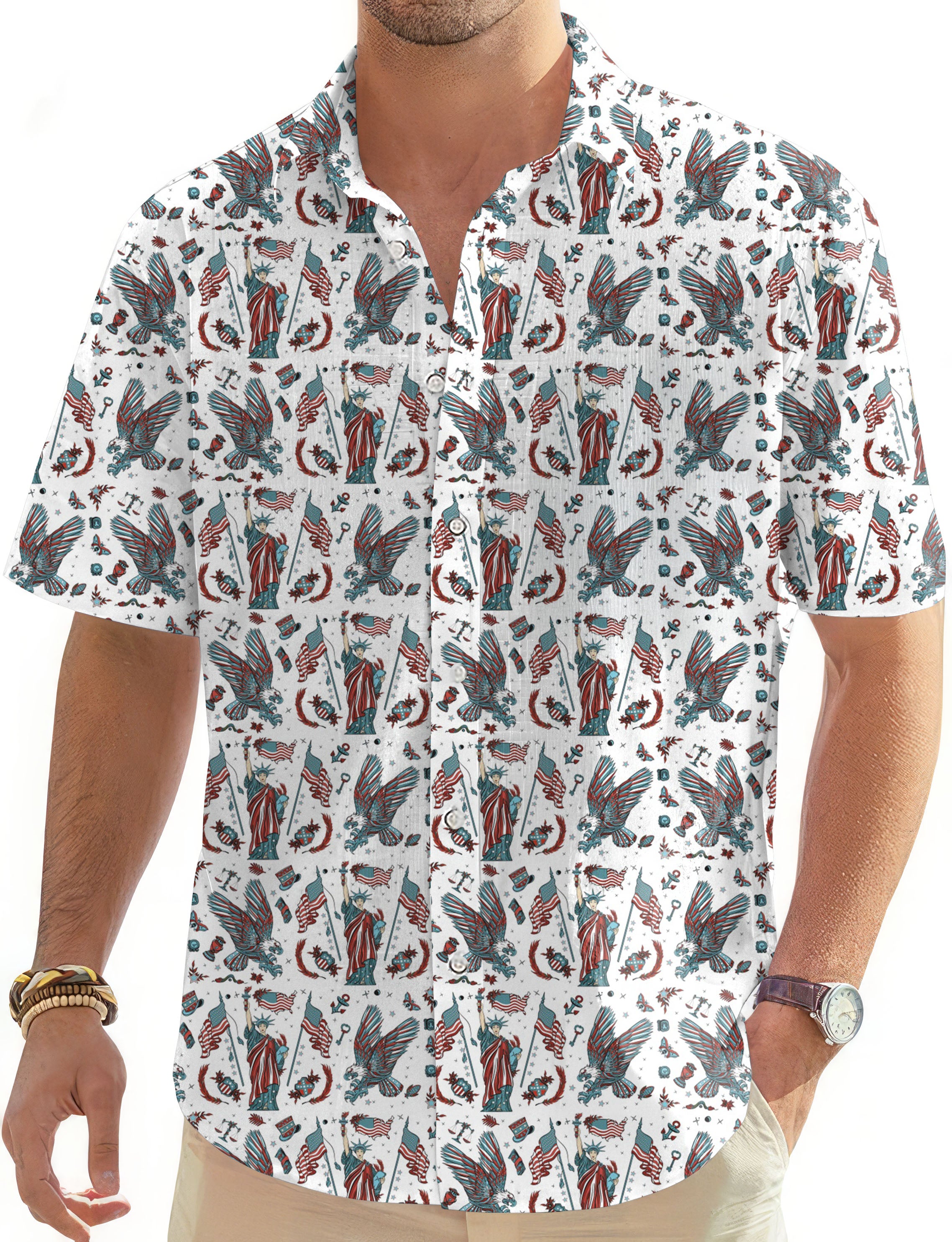 Born in the USA-Men's Golf Hawaiian Shirts Button Down Shirt